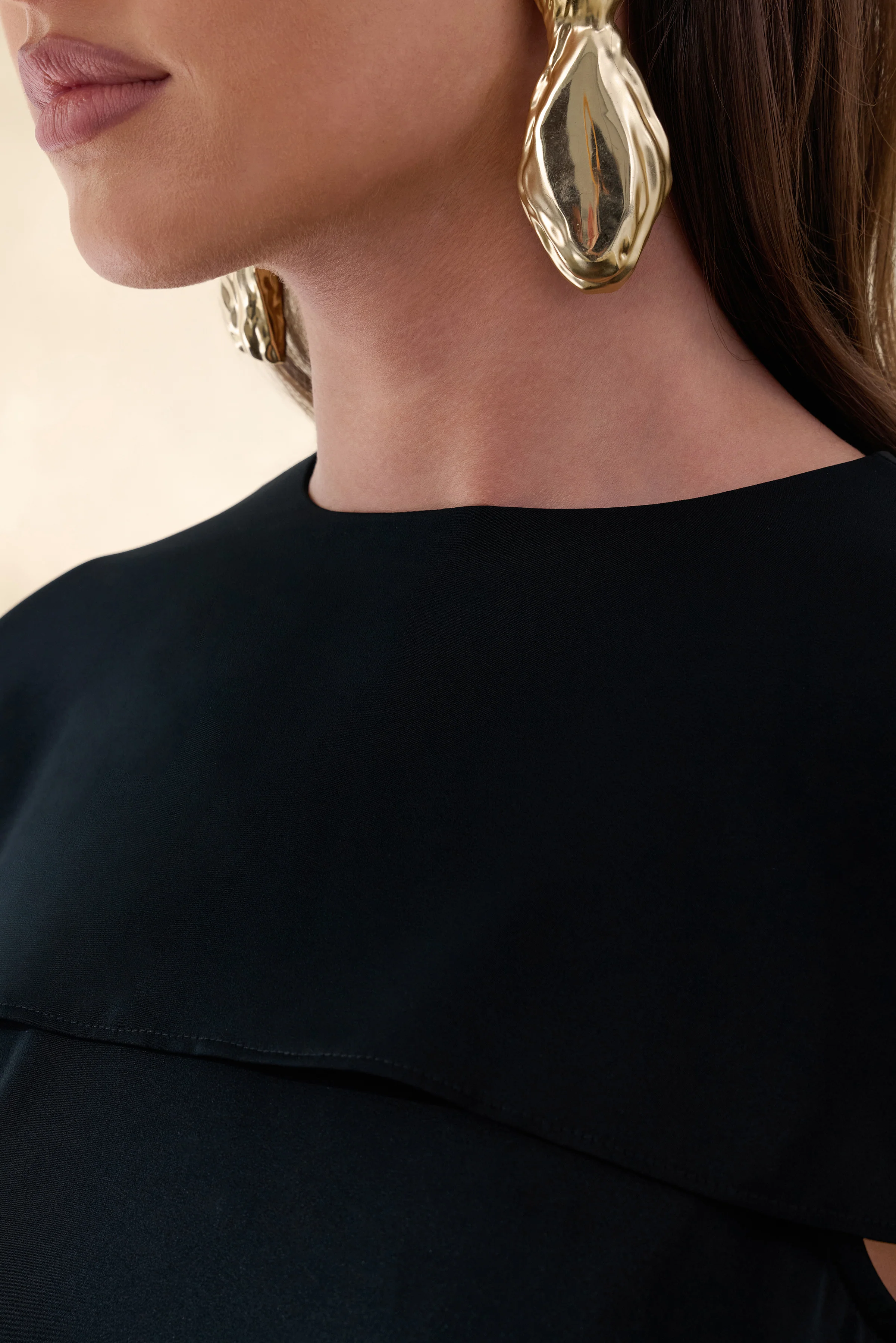 Aetheria | Black Satin High-Neck Top With Cape - Image 7