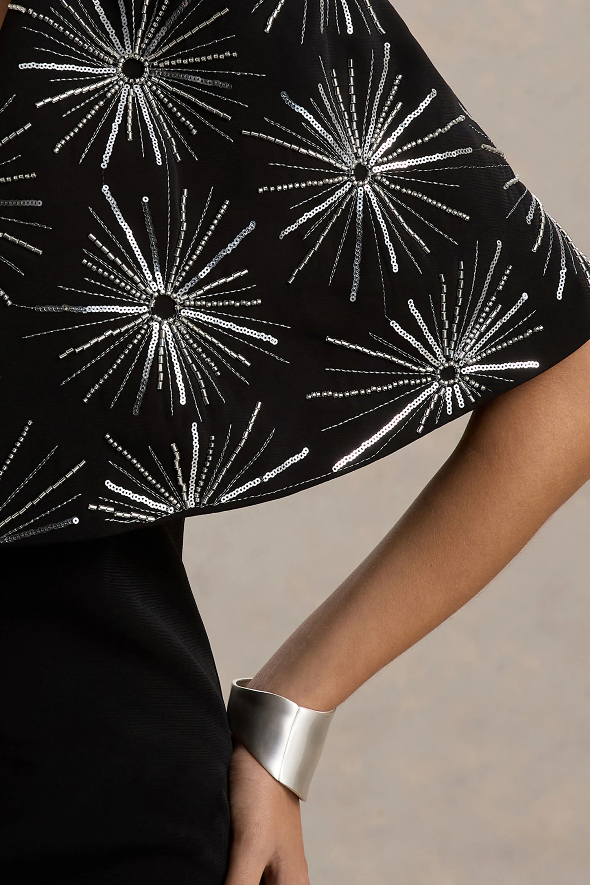 Agnella | Black Embellished V-Neck Maxi Dress - Image 6