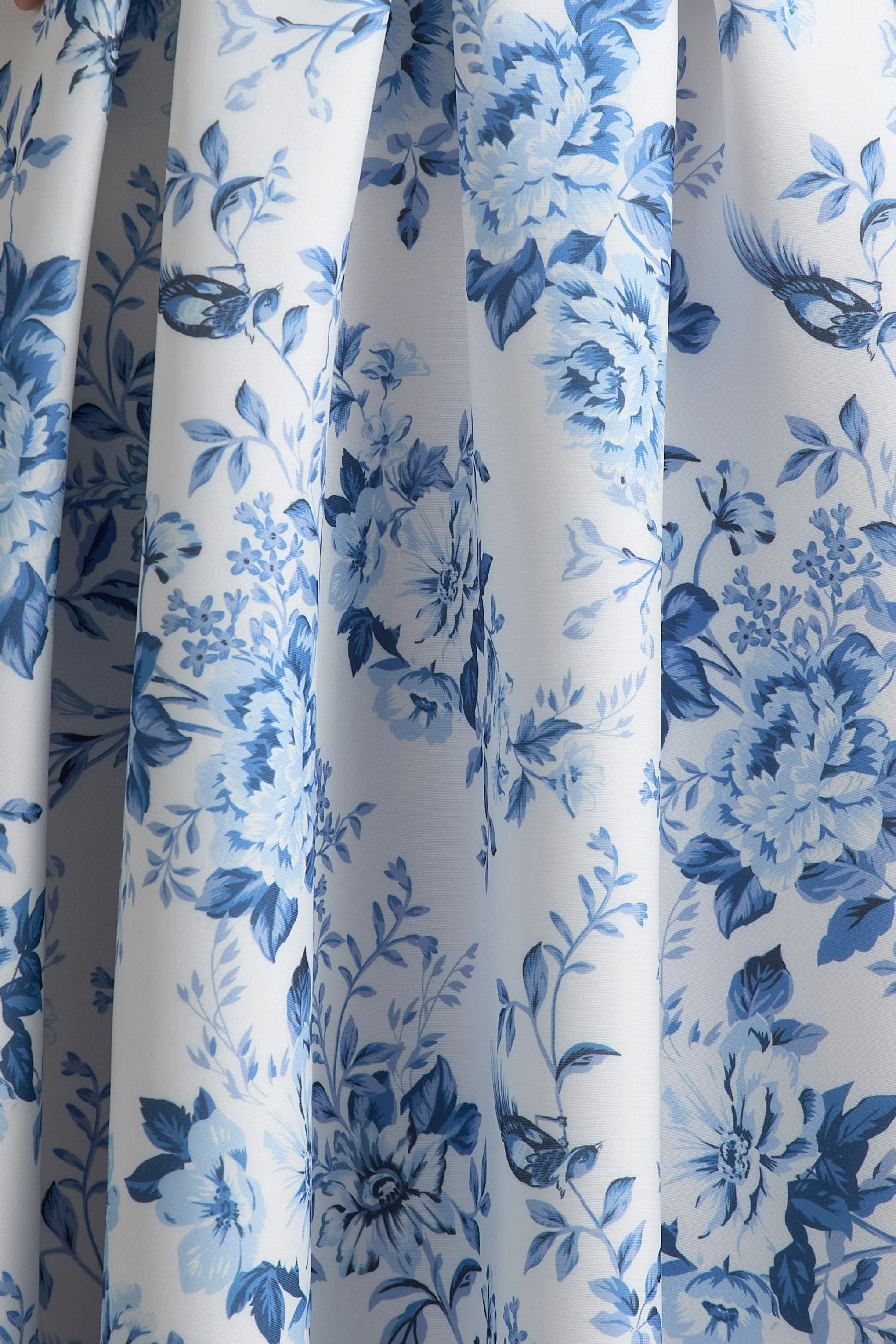 Alaina | Blue Porcelain Print Bandeau Midi Dress With Volume Skirt - Image 6