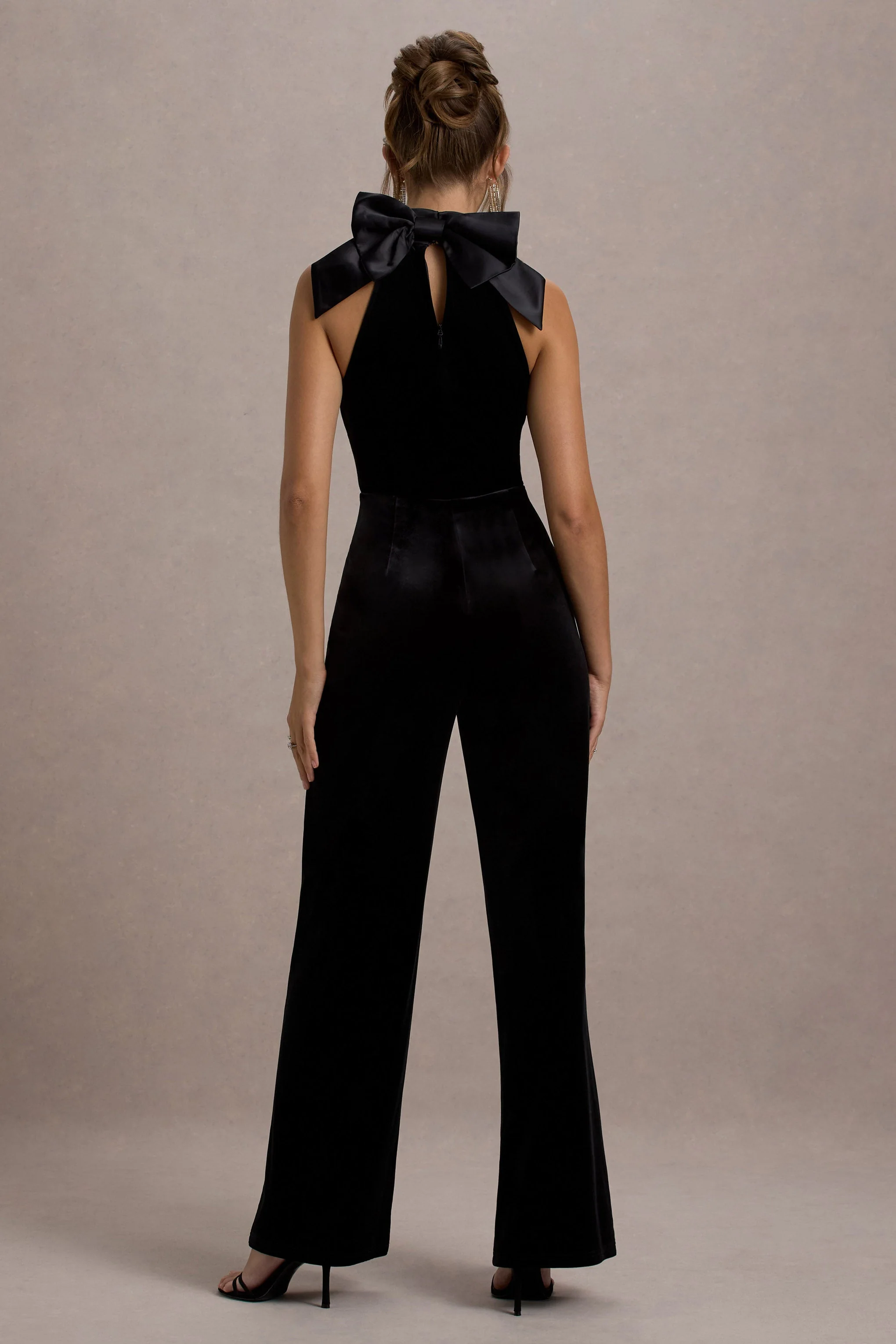 Alondra | Black Velvet High-Neck Straight-Leg Jumpsuit - Image 13