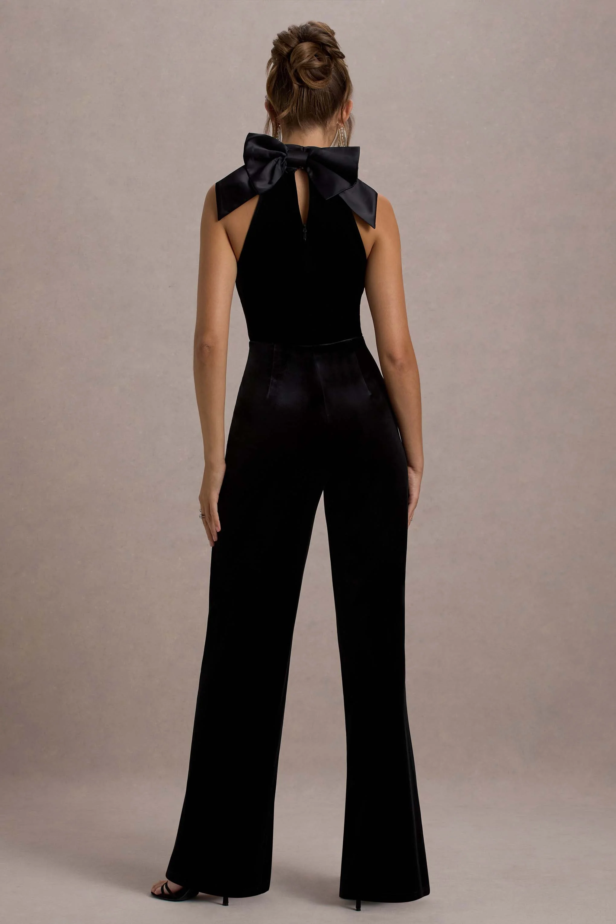Alondra | Black Velvet High-Neck Straight-Leg Jumpsuit - Image 8