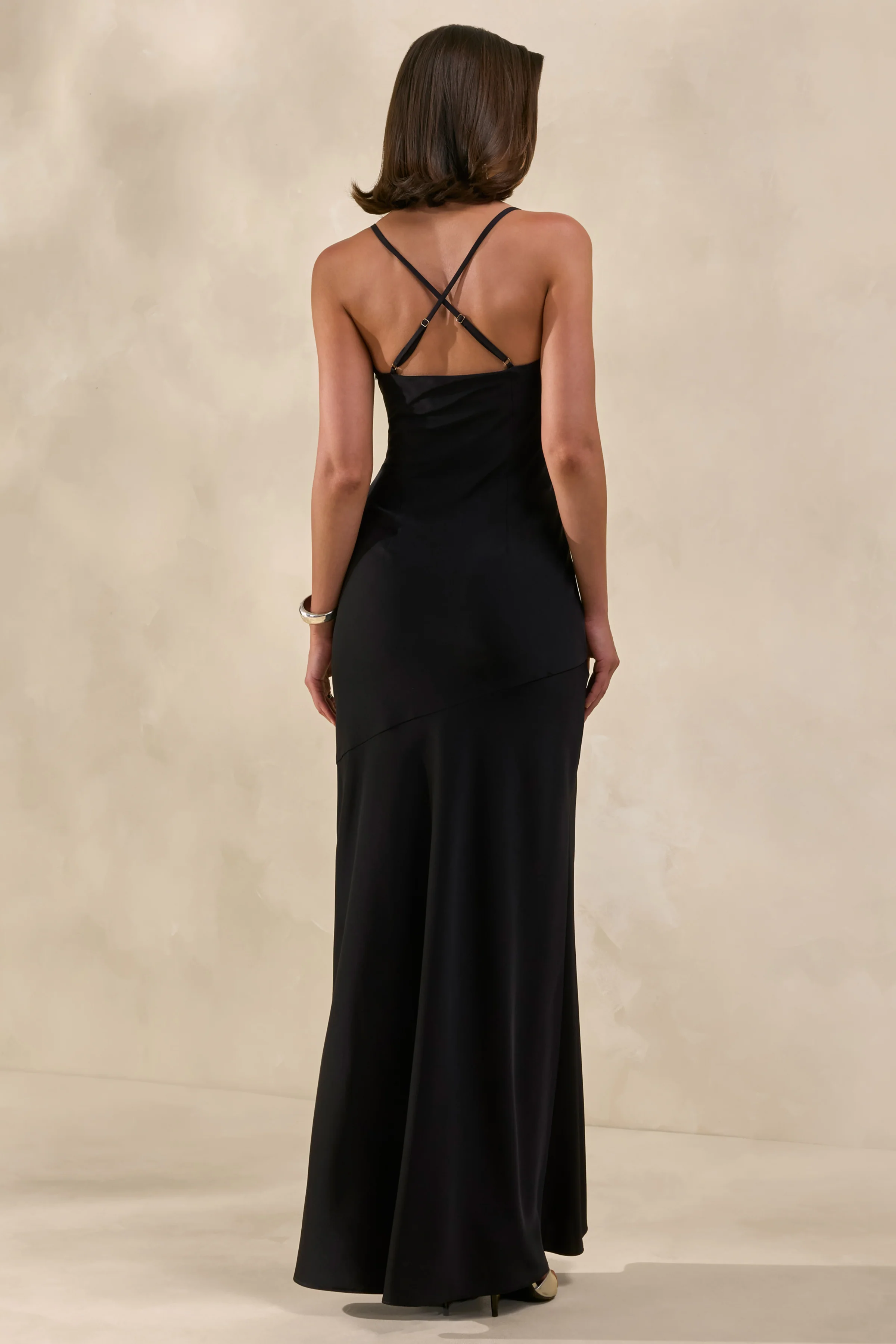 Anarelle | Black Satin Cowl-Neck Maxi Dress - Image 6
