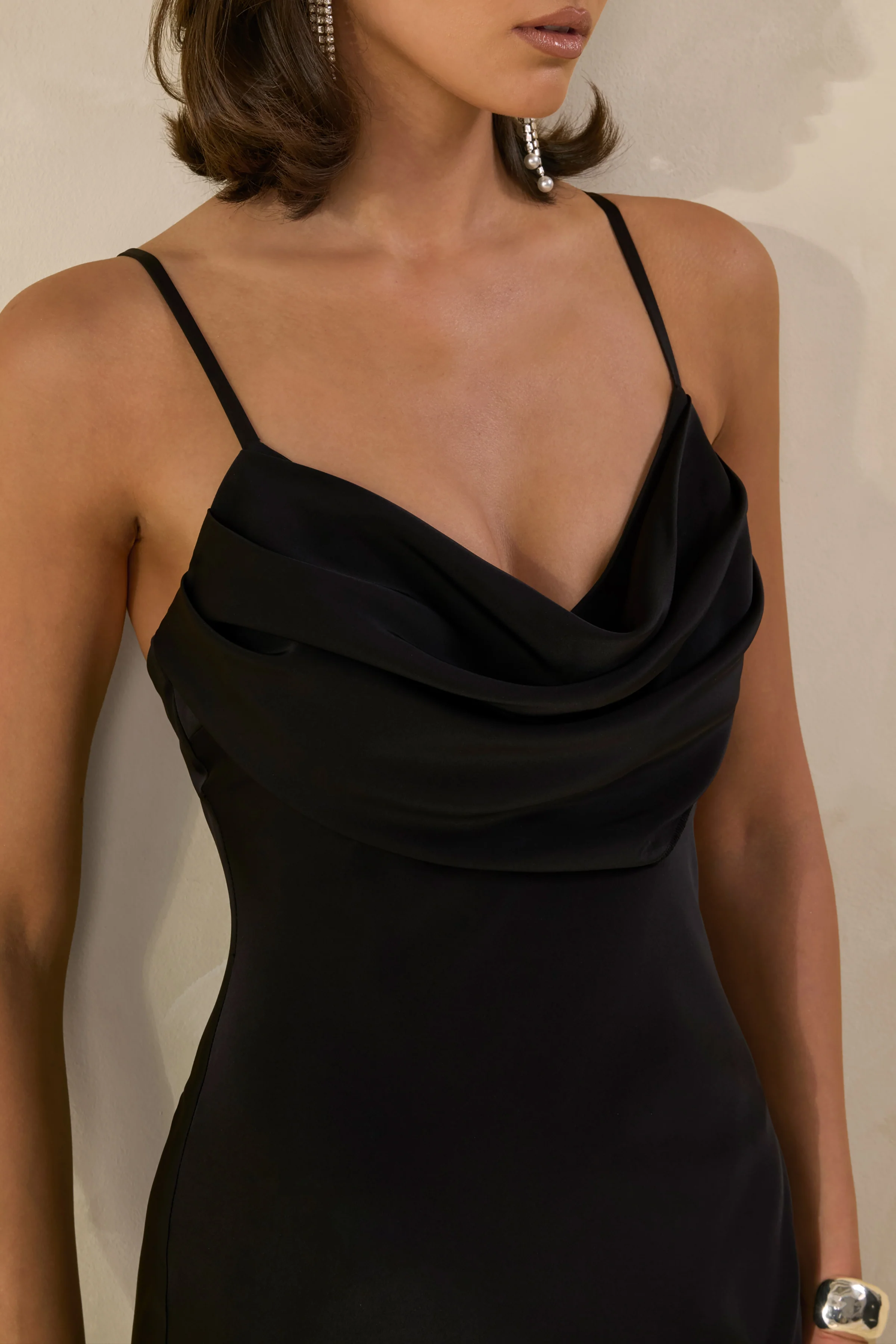 Anarelle | Black Satin Cowl-Neck Maxi Dress - Image 8