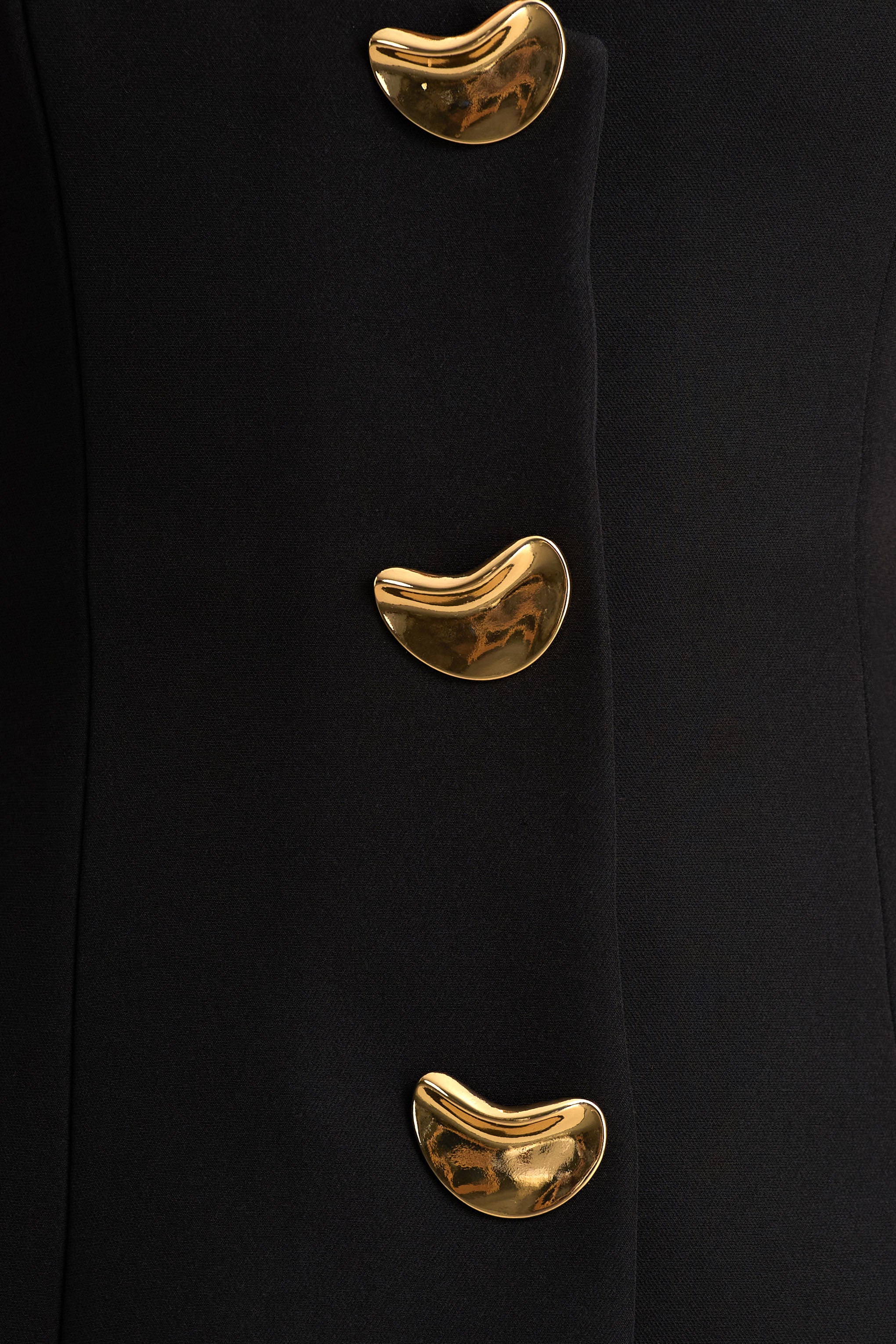 Angel | Black Plunge-Neck Tailored Mini Dress With Gold-Detailing - Image 6