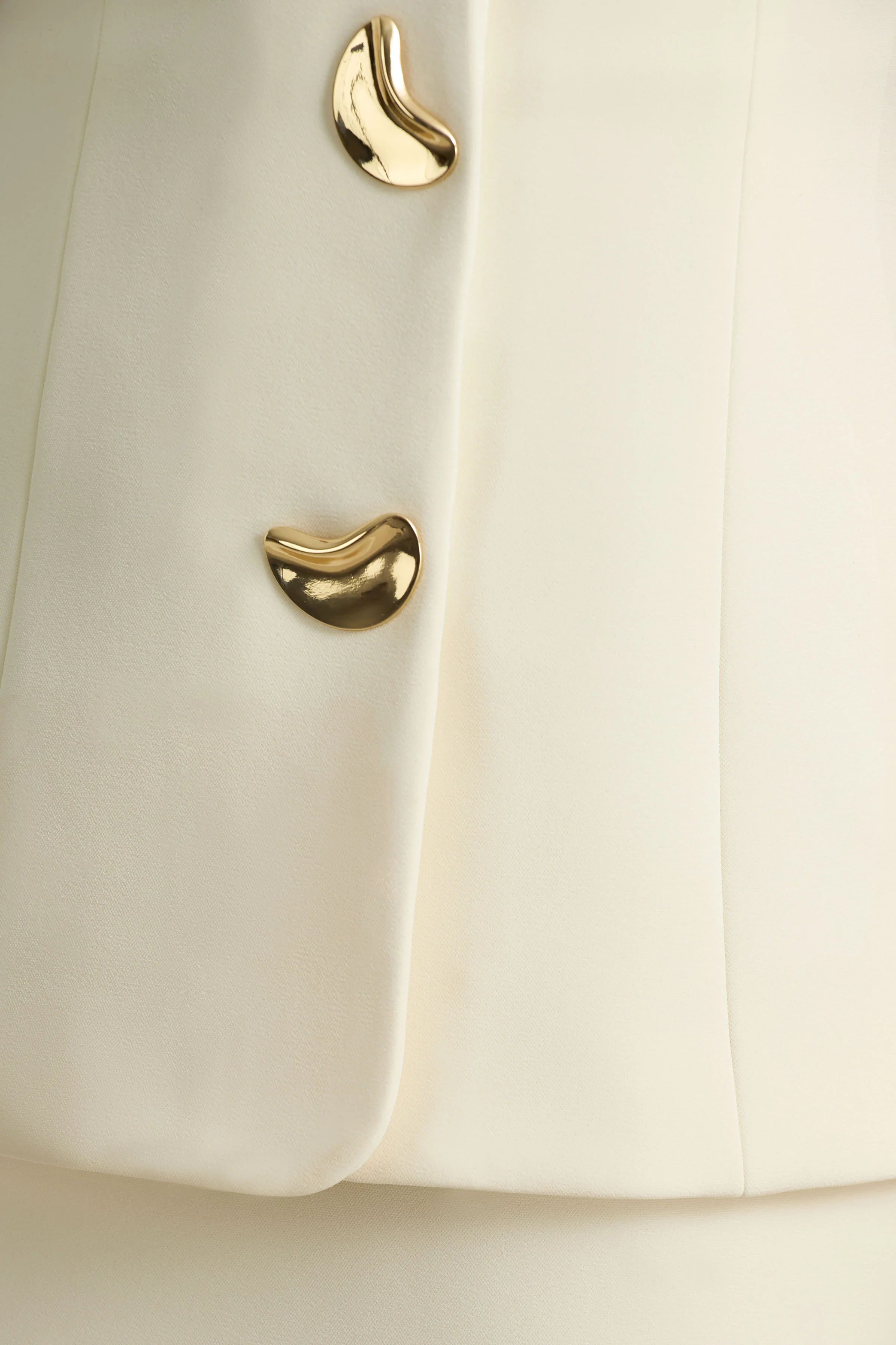 Angel | Cream Plunge-Neck Tailored Mini Dress With Gold-Detailing - Image 8