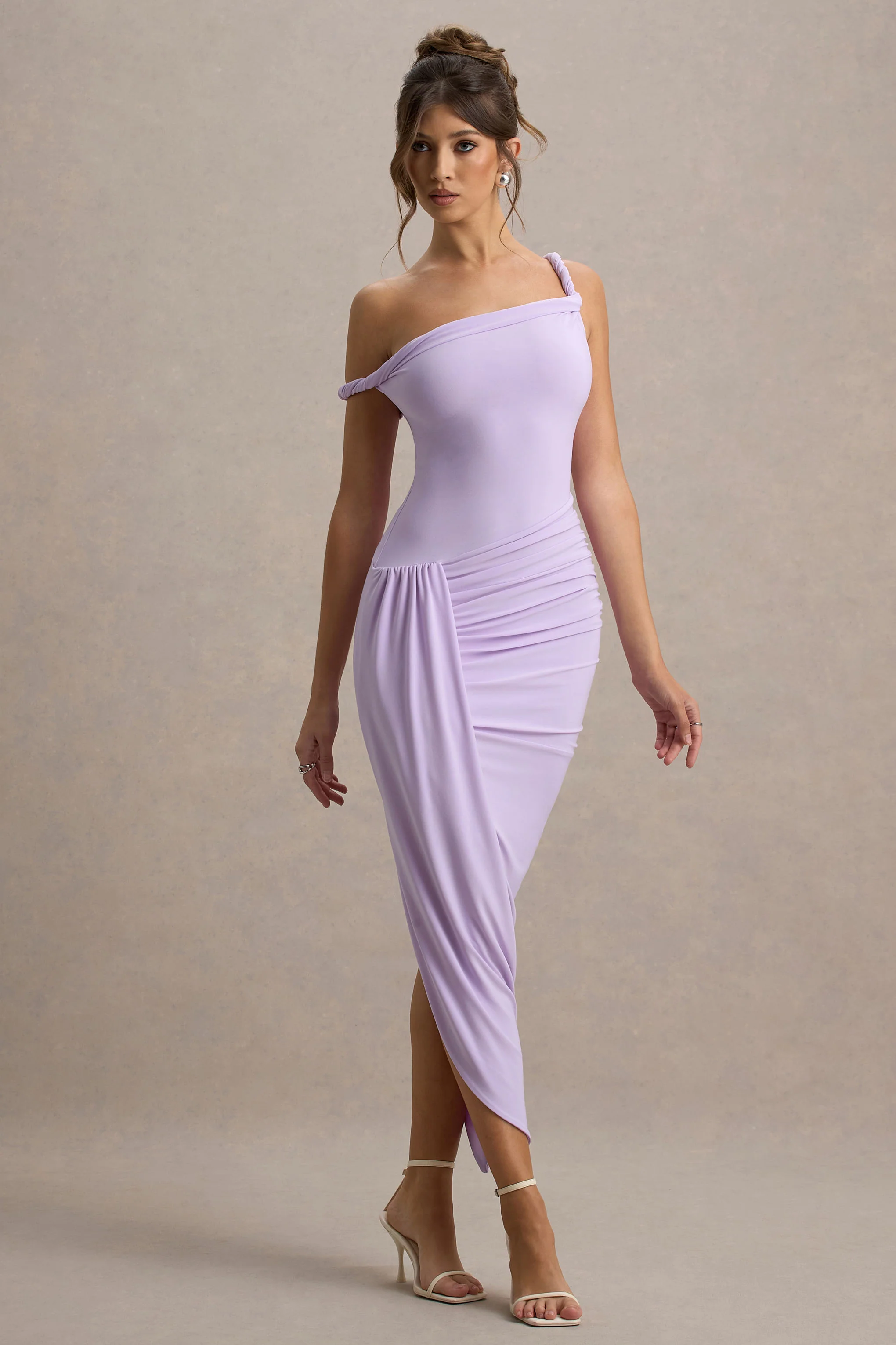 Angelique | Lilac Twisted Asymmetric Maxi Dress - Image 6