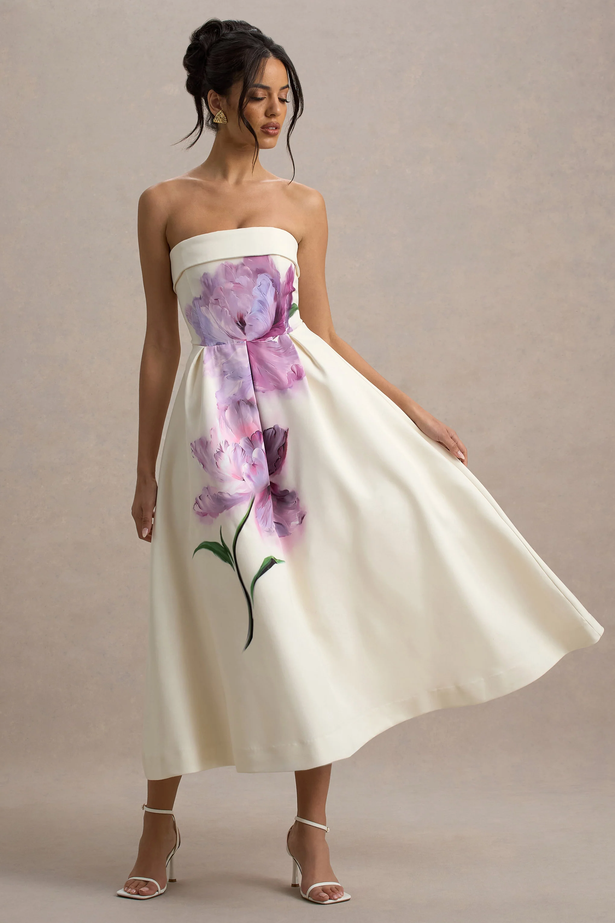 Annalise | Peony Floral Print Bandeau Skater Midi Dress - Image 5