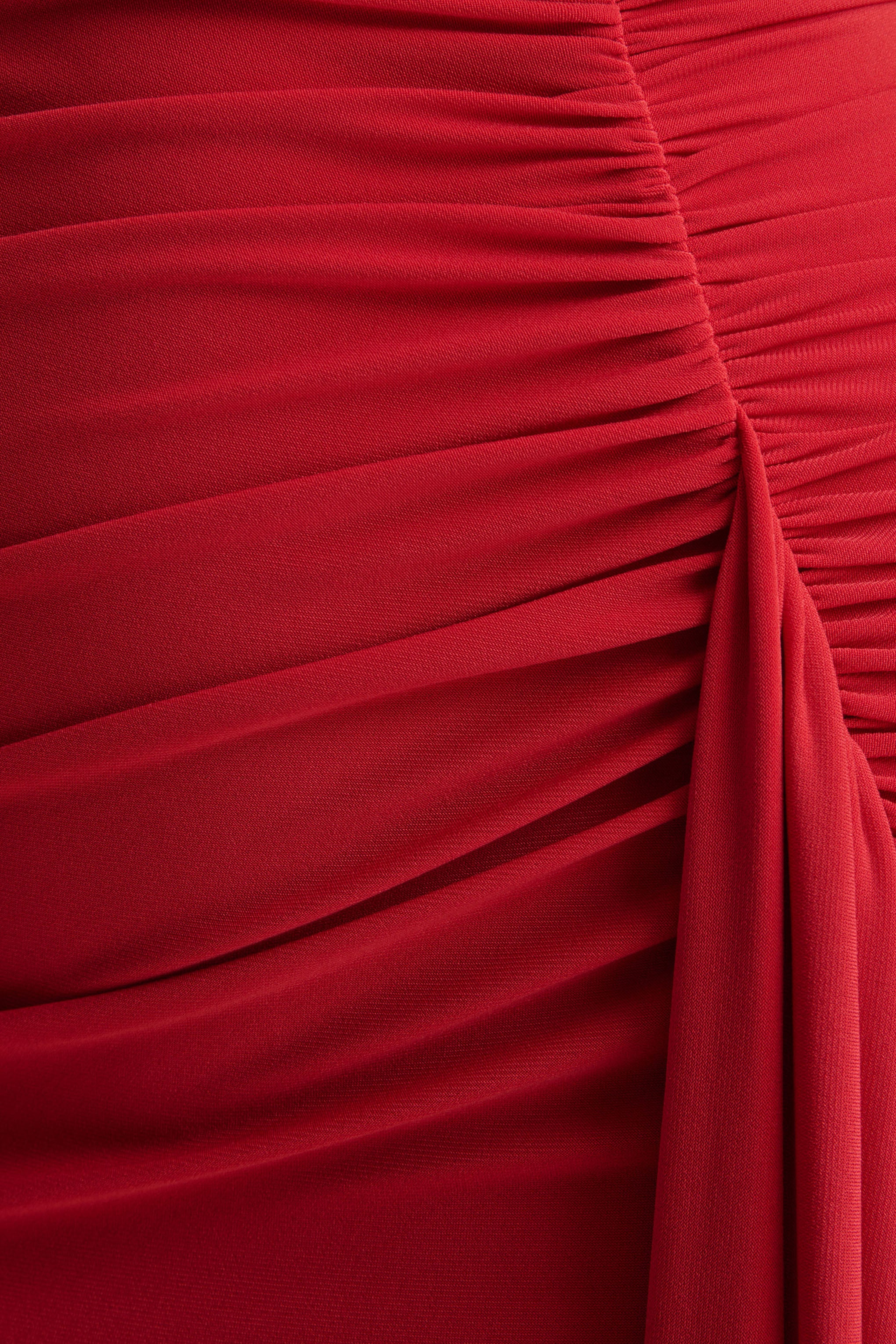 Anne | Red Asymmetric-Neck Wrapped Maxi Dress With Sash - Image 6