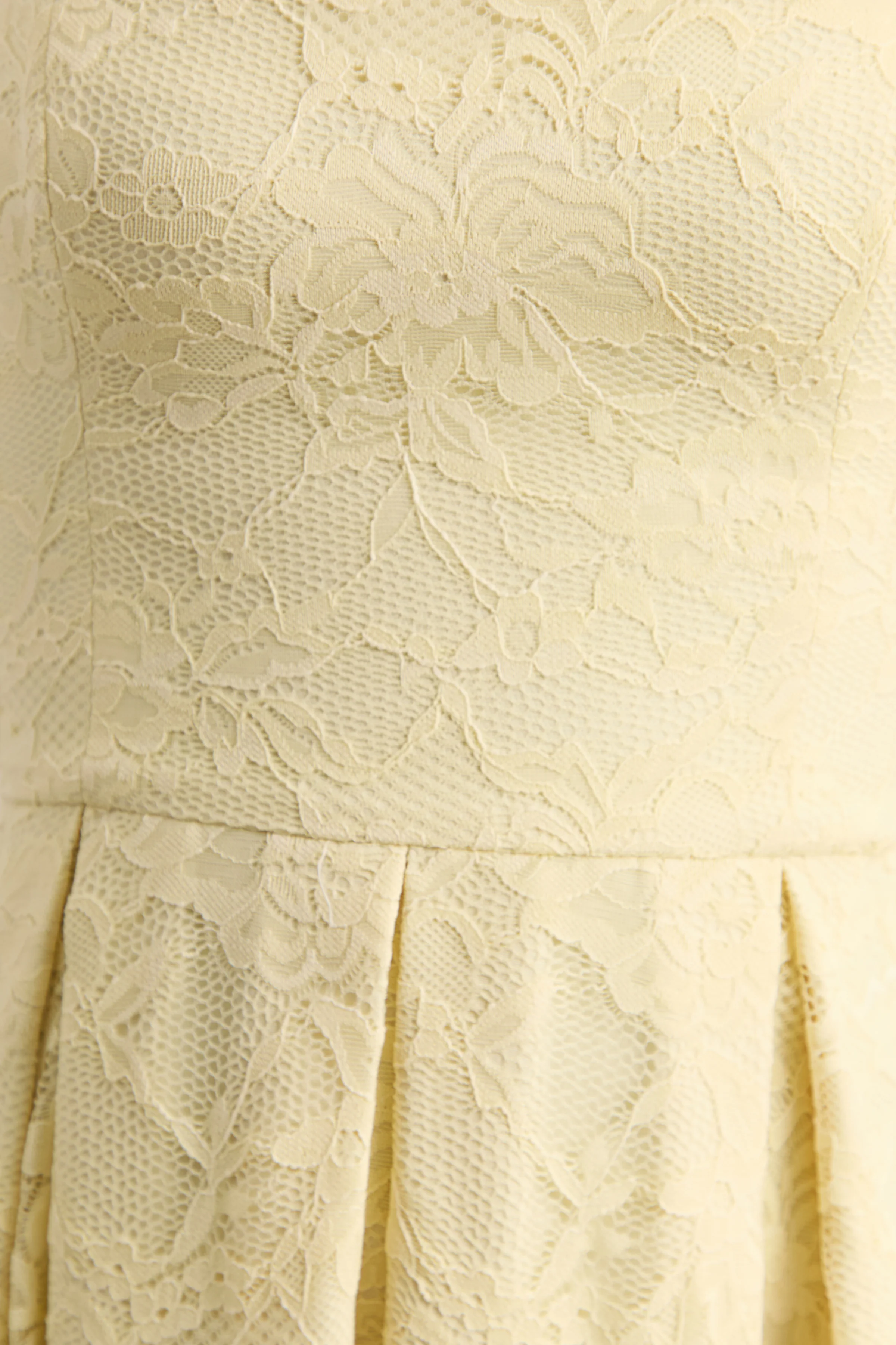 Ashmara | Lemon Lace Square-Neck Midi Dress - Image 6