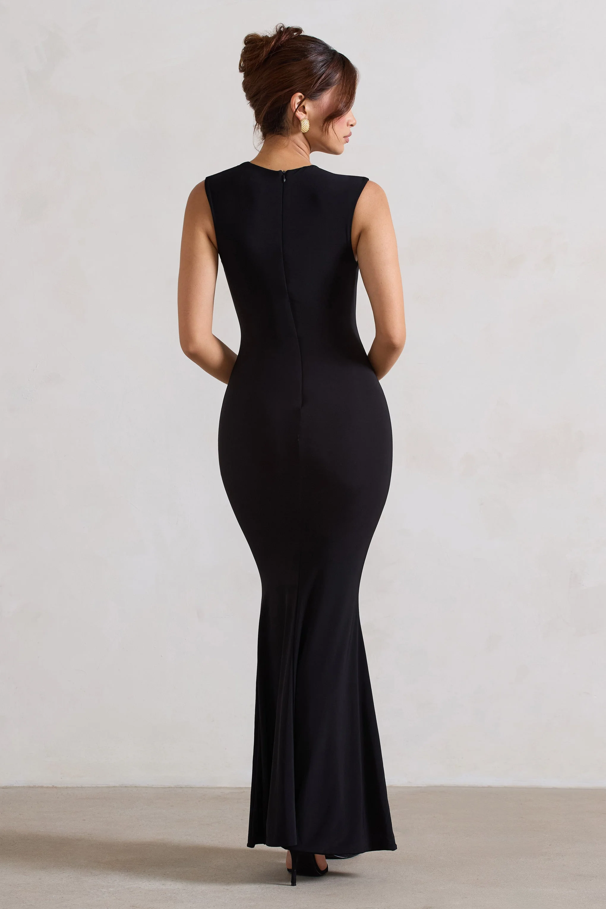 Behind The Scenes | Black Sleeveless Cut-Out Maxi Dress - Image 2