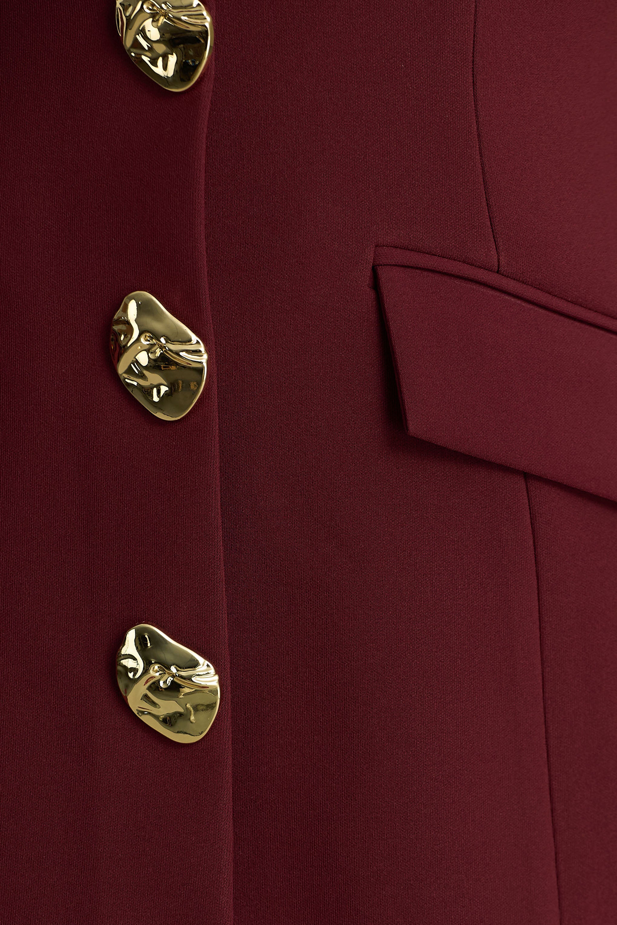 Belony | Dark Plum Crew-Neck Mini Dress With Button Detailing - Image 6