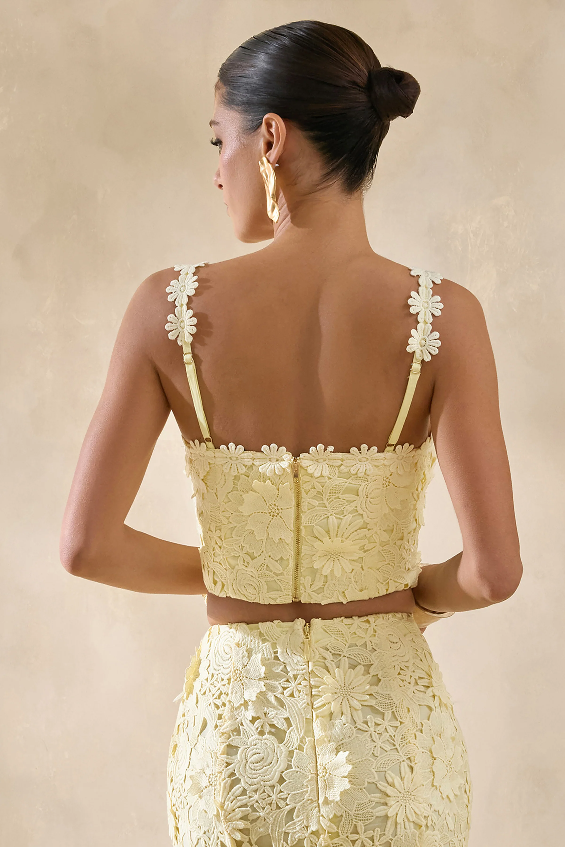 Blythe | Lemon Lace Square-Neck Crop-Top - Image 2