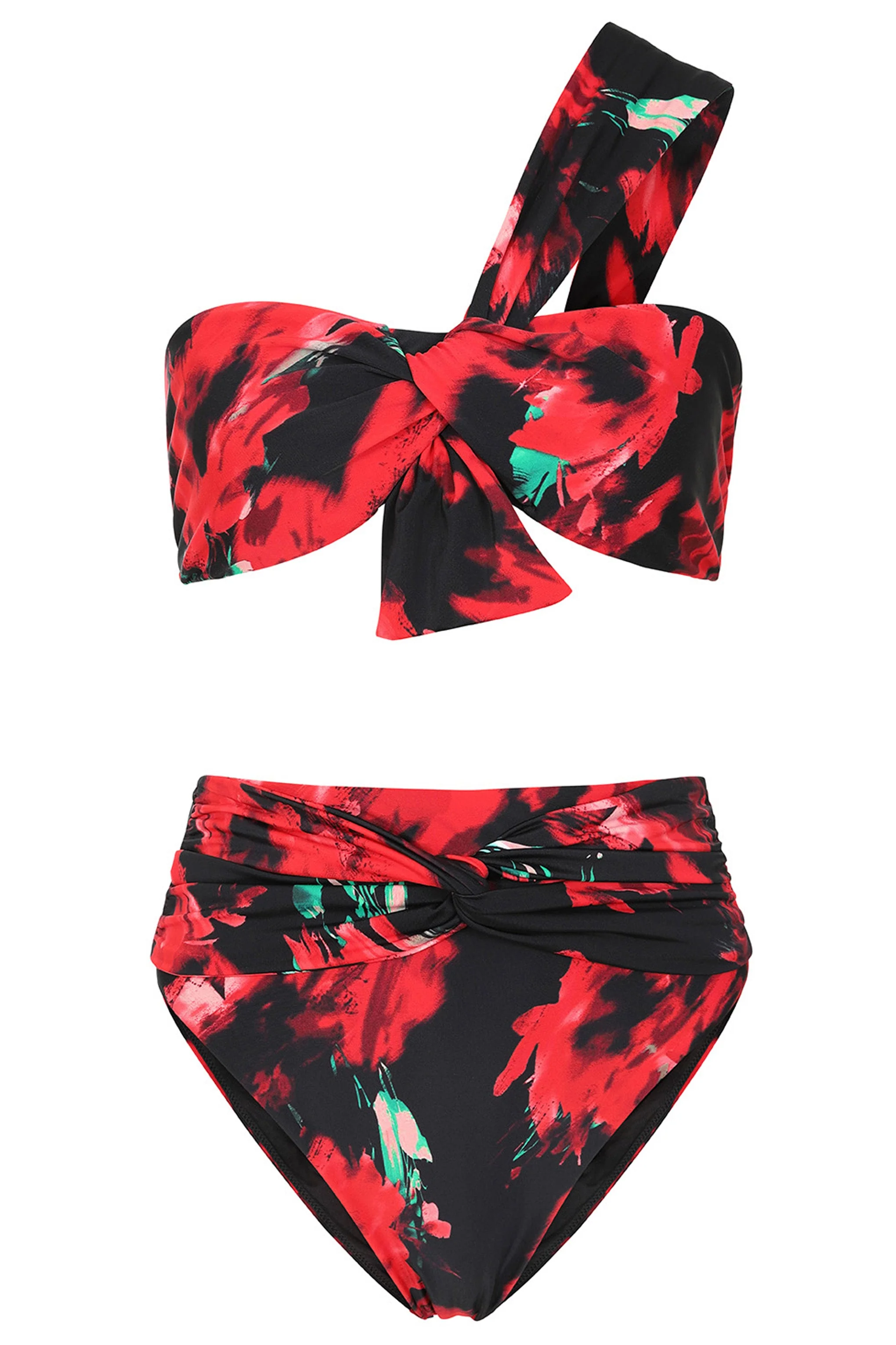 Bowline | Multi Print One Shoulder Knotted Bikini Top - Image 6