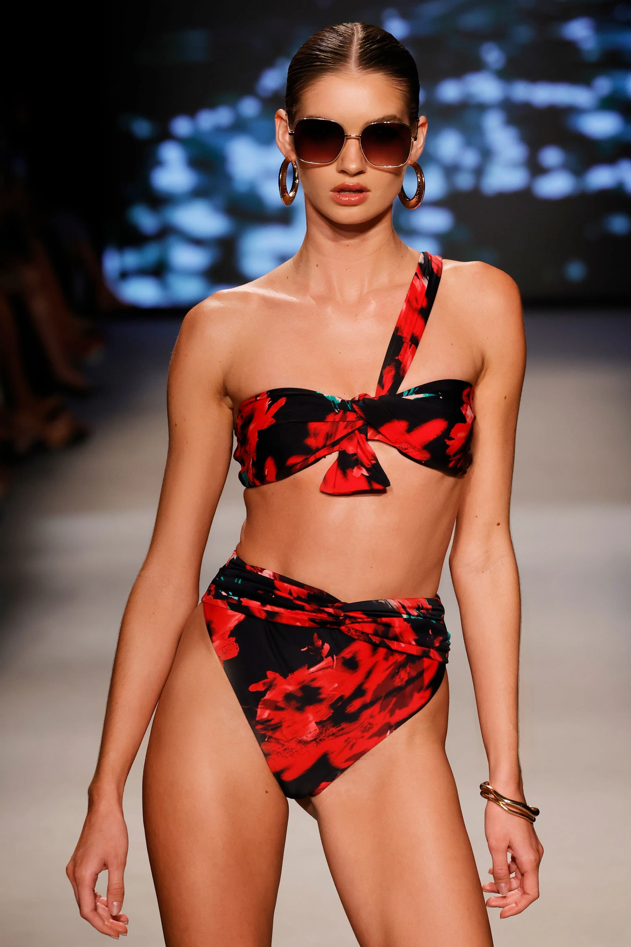 Bowline | Multi Print One Shoulder Knotted Bikini Top - Image 7
