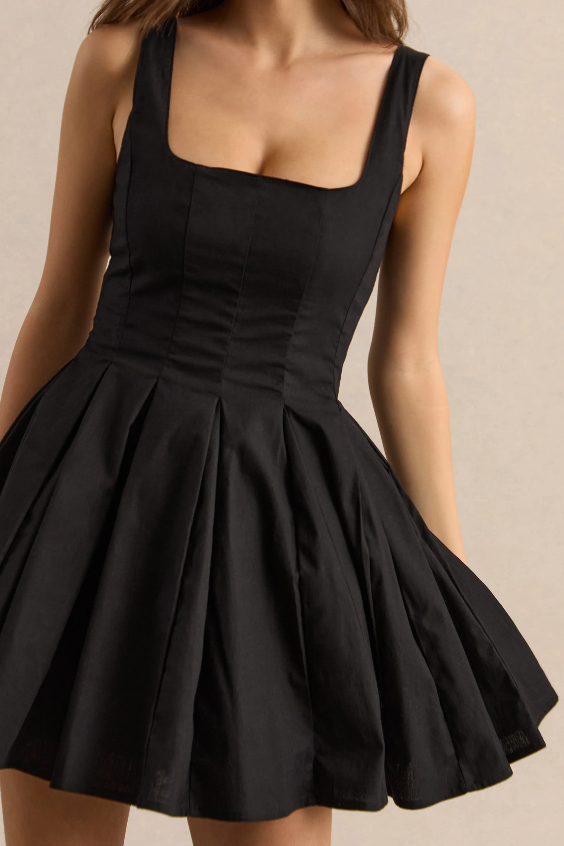 Brioria | Black Square-Neck Skater Mini Dress - Image 8