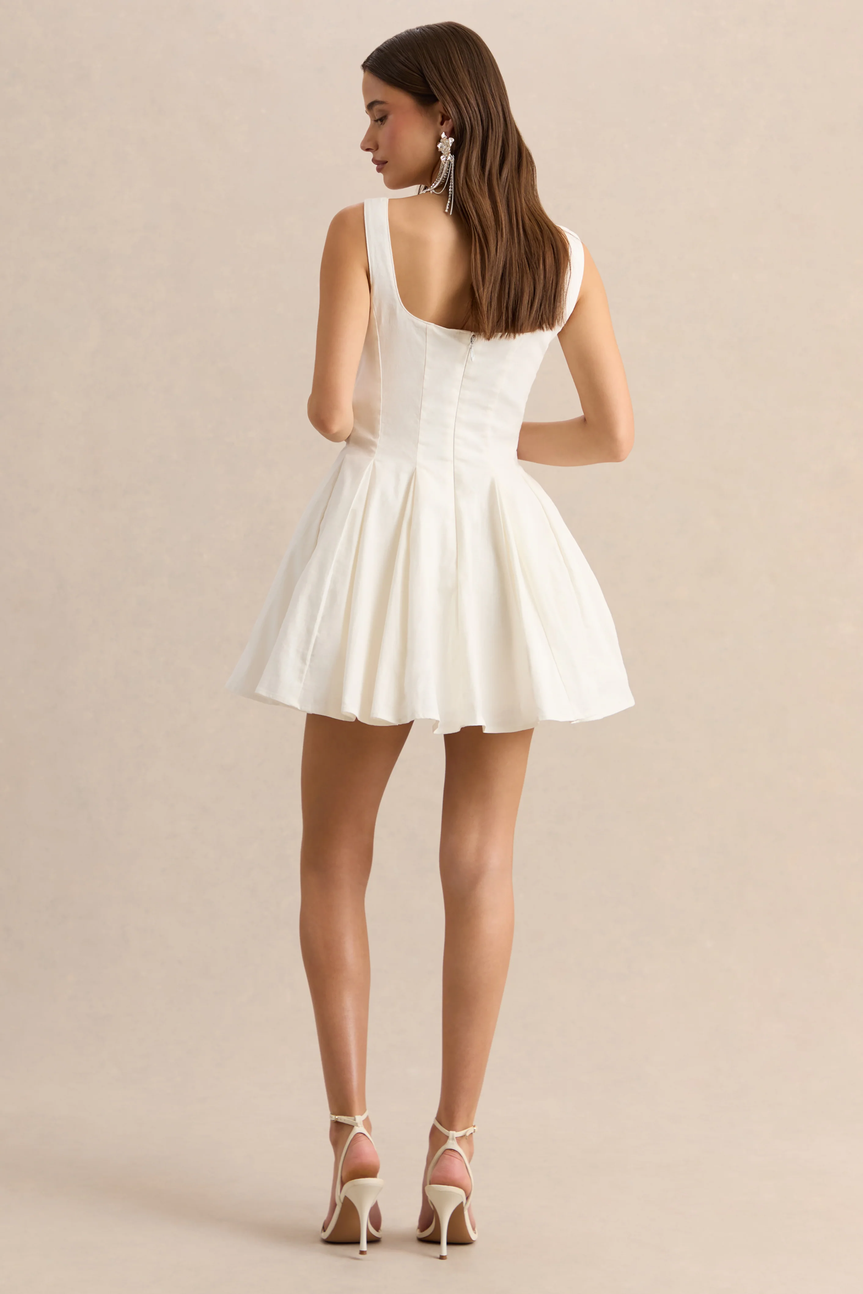 Brioria | White Square-Neck Skater Mini Dress - Image 2