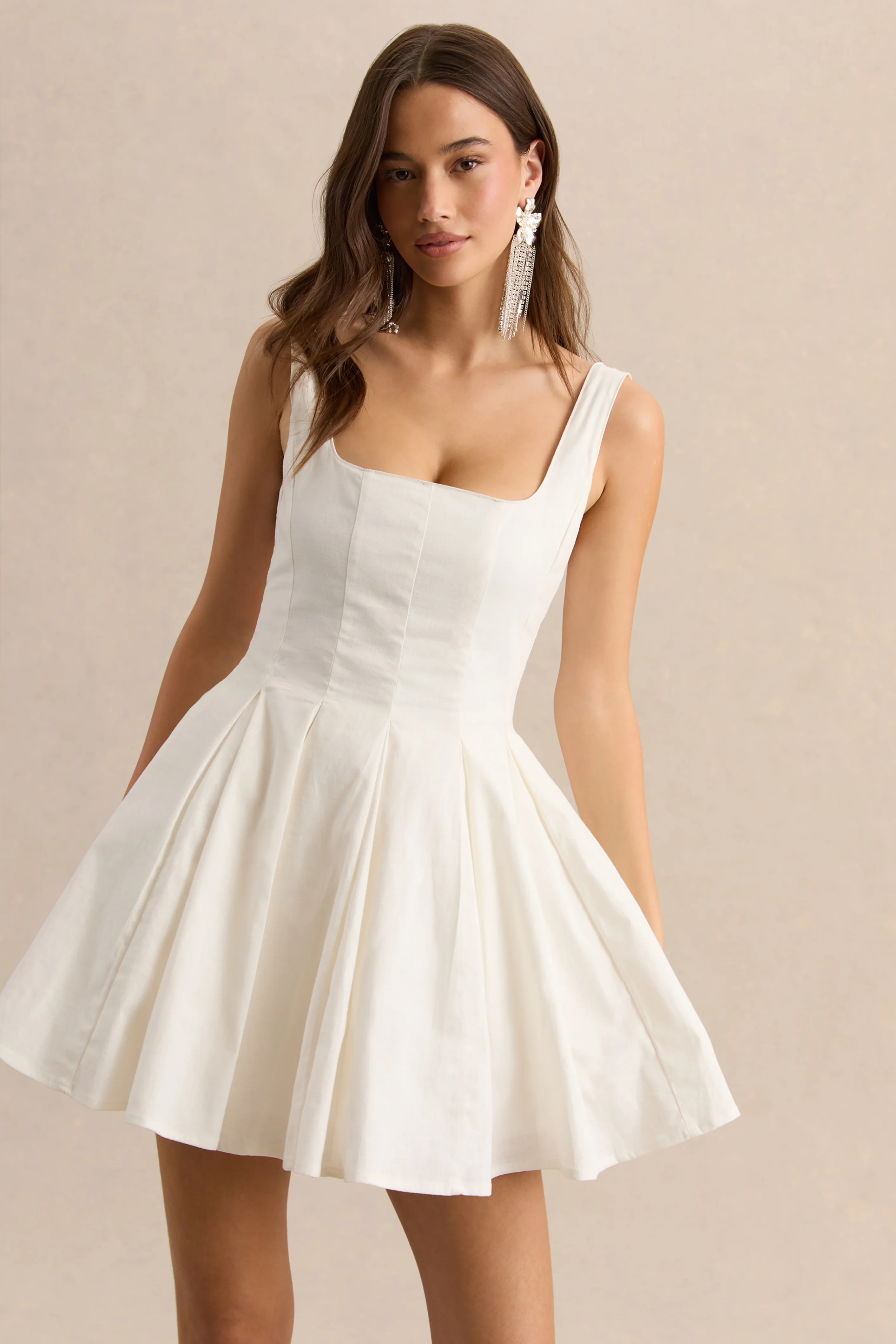 Brioria | White Square-Neck Skater Mini Dress - Image 3