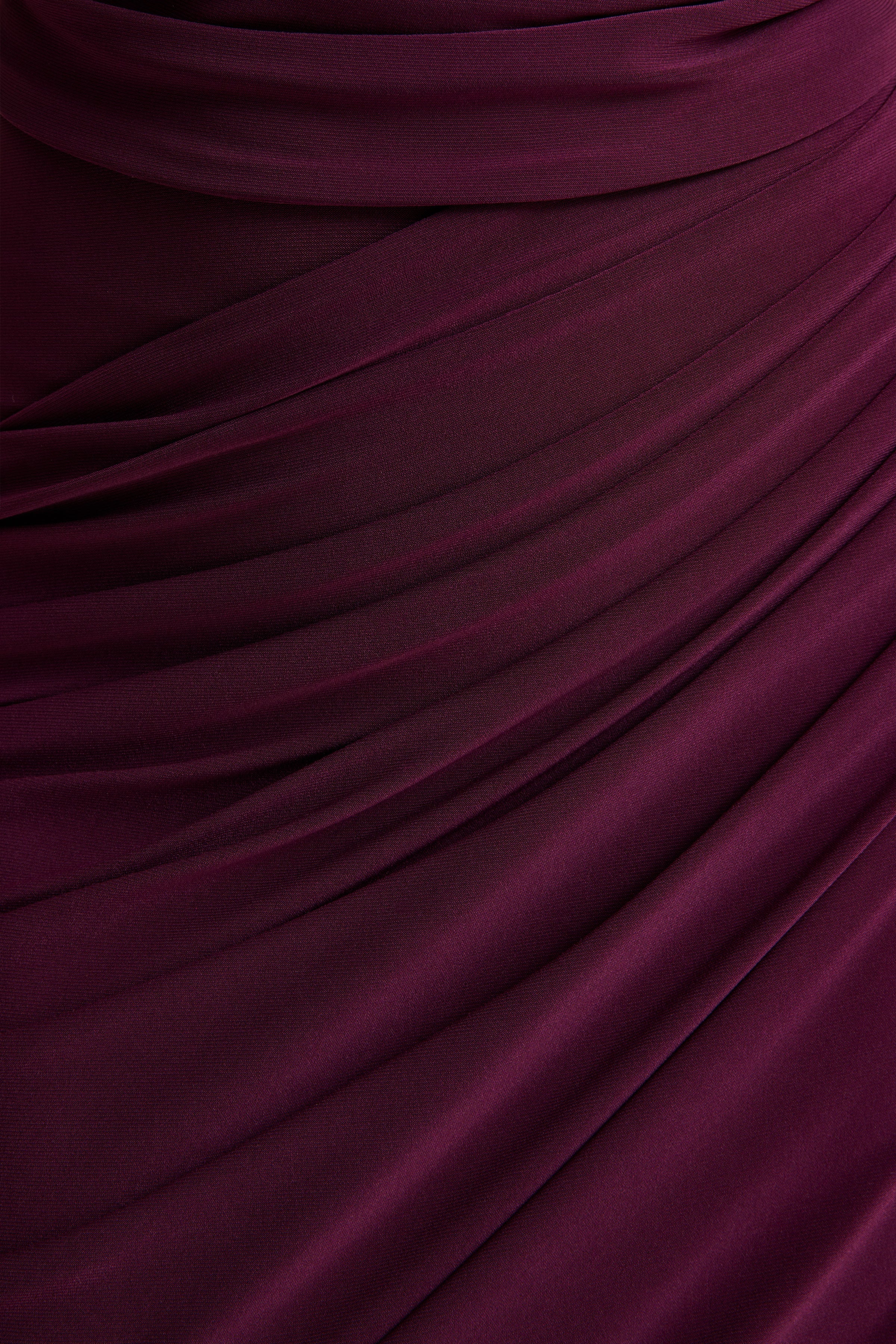 Cairo | Burgundy Cowl-Neck Maxi Dress With Gathered Detailing - Image 6