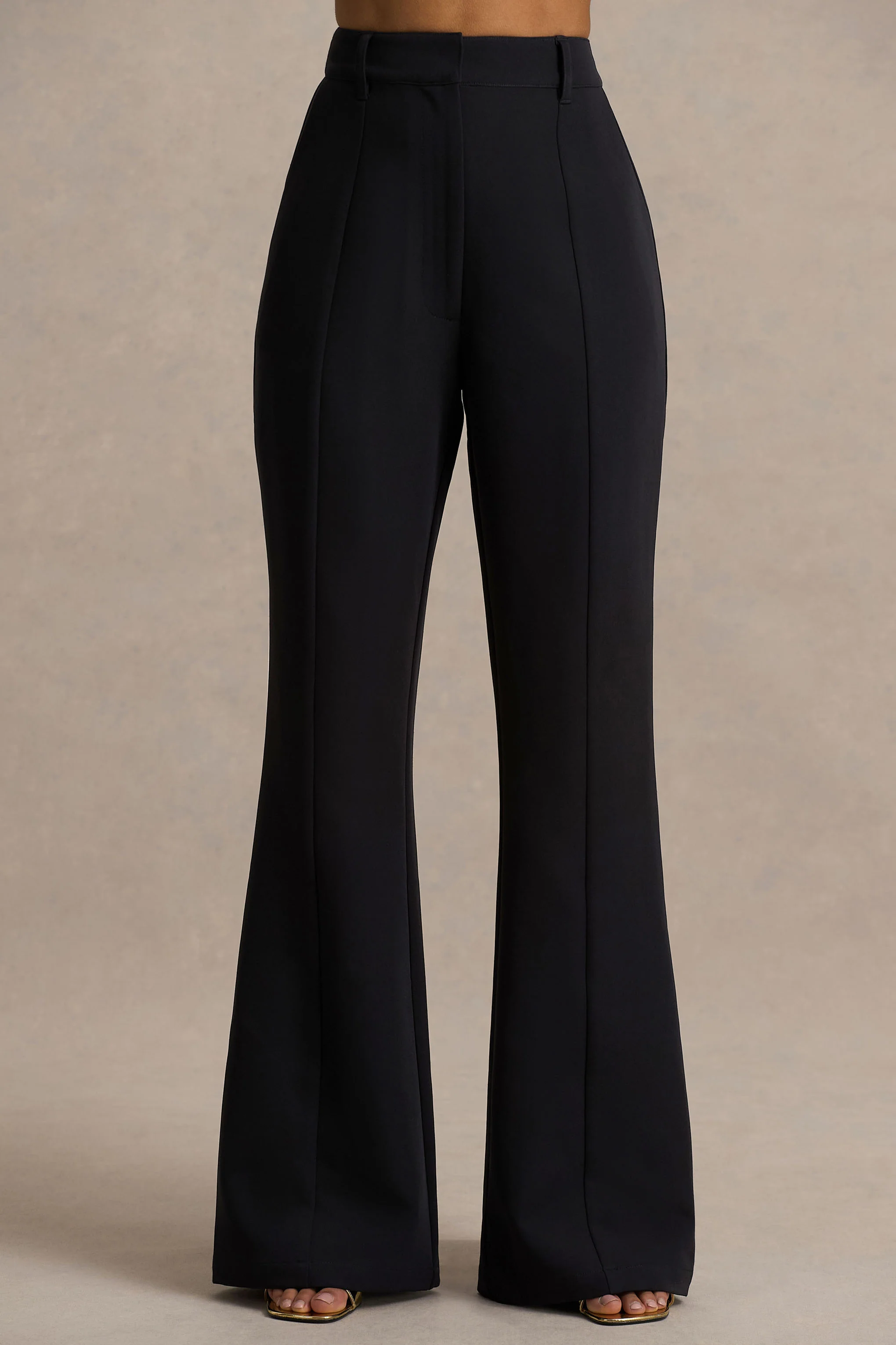 Carina | Black Flared-Leg Tailored Trousers - Image 3