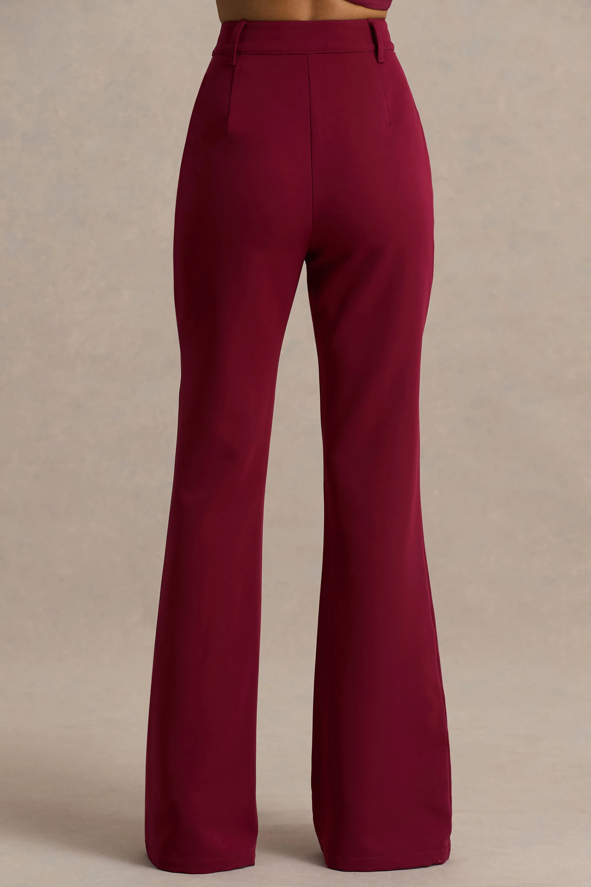 Carina | Burgundy Flared-Leg Tailored Trousers - Image 4