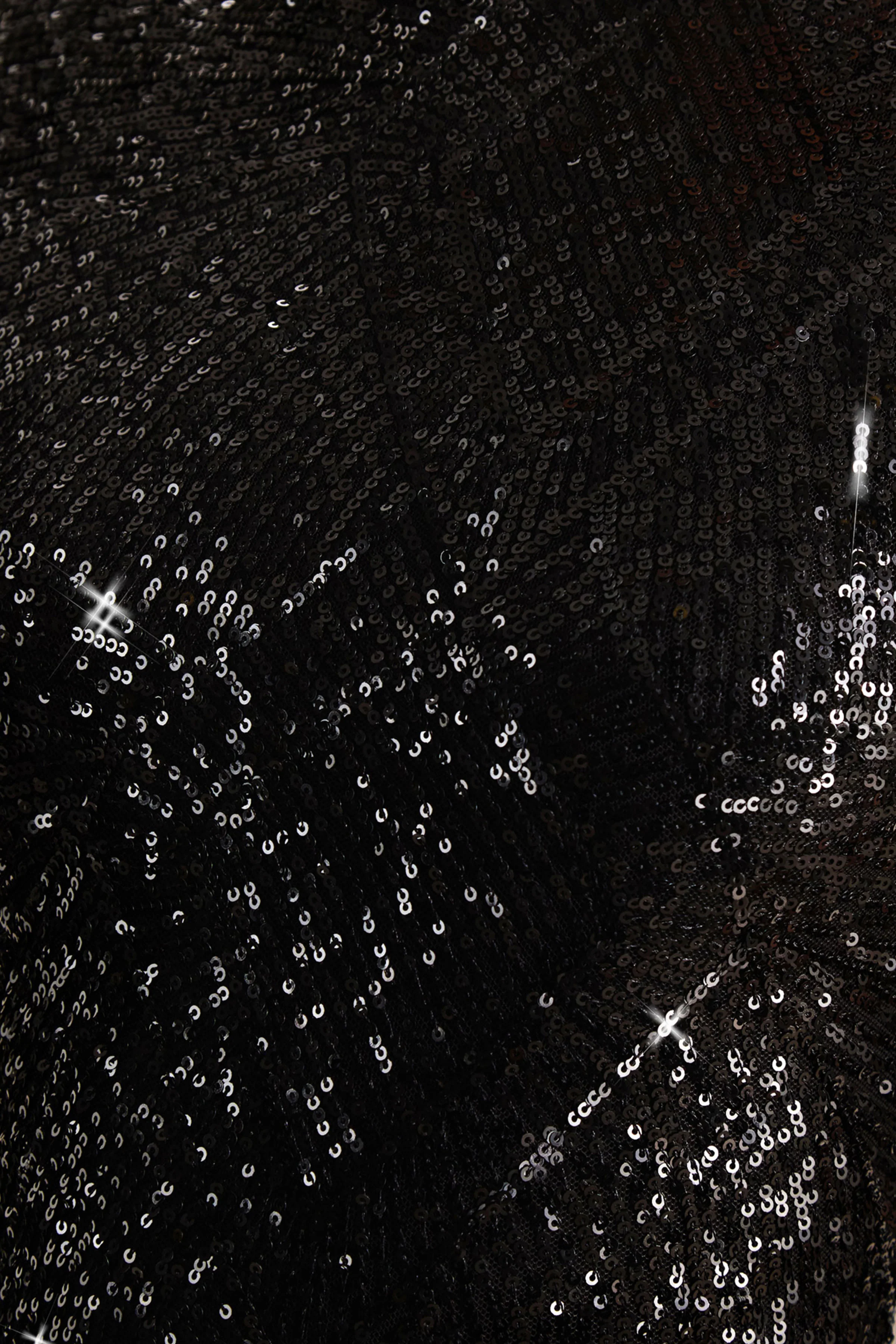 Cecy | Black Sequin High-Neck Maxi Dress With Cap Sleeves - Image 6