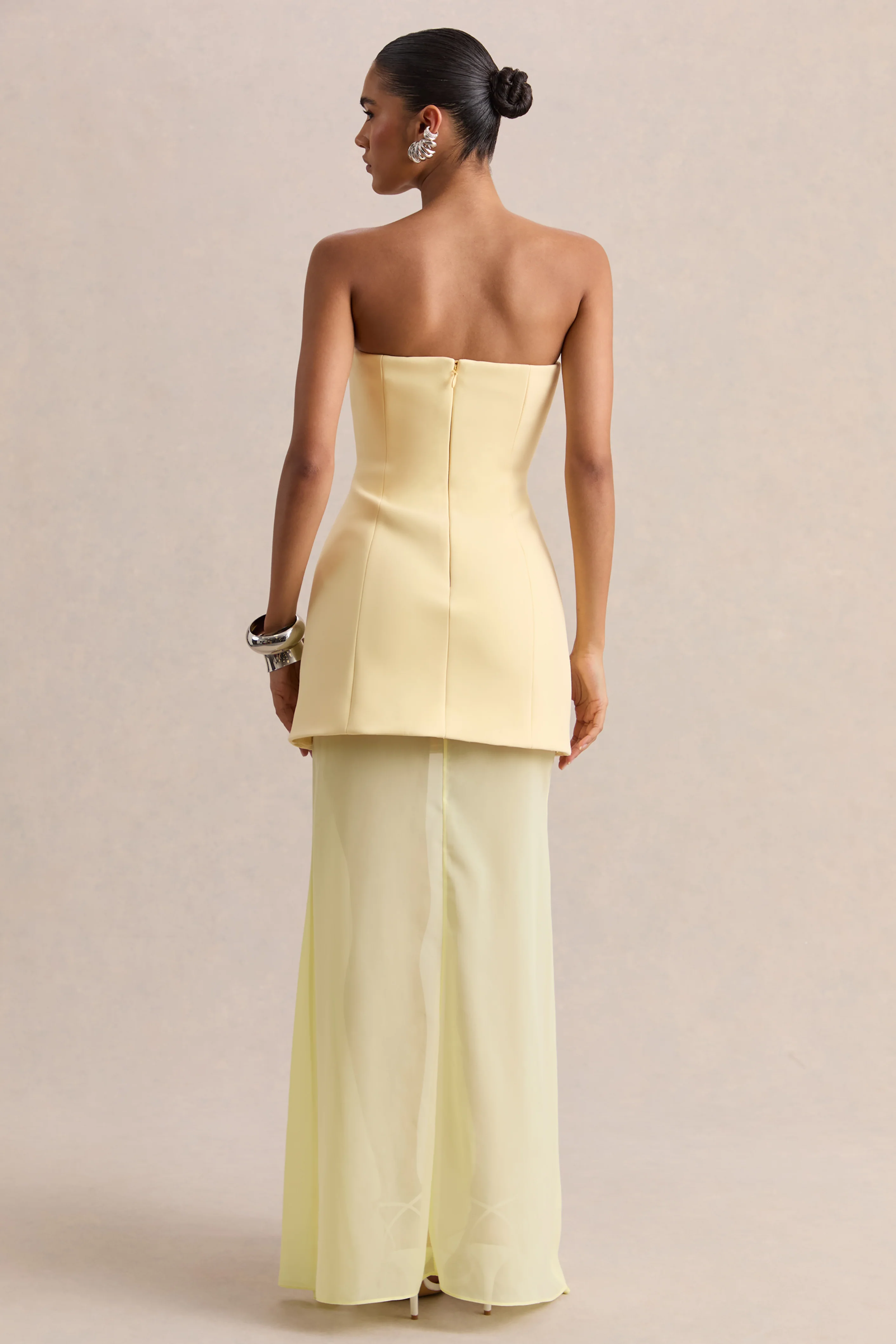 Chessa | Lemon Boat-Neck Maxi Dress With Sheer Cape - Image 6