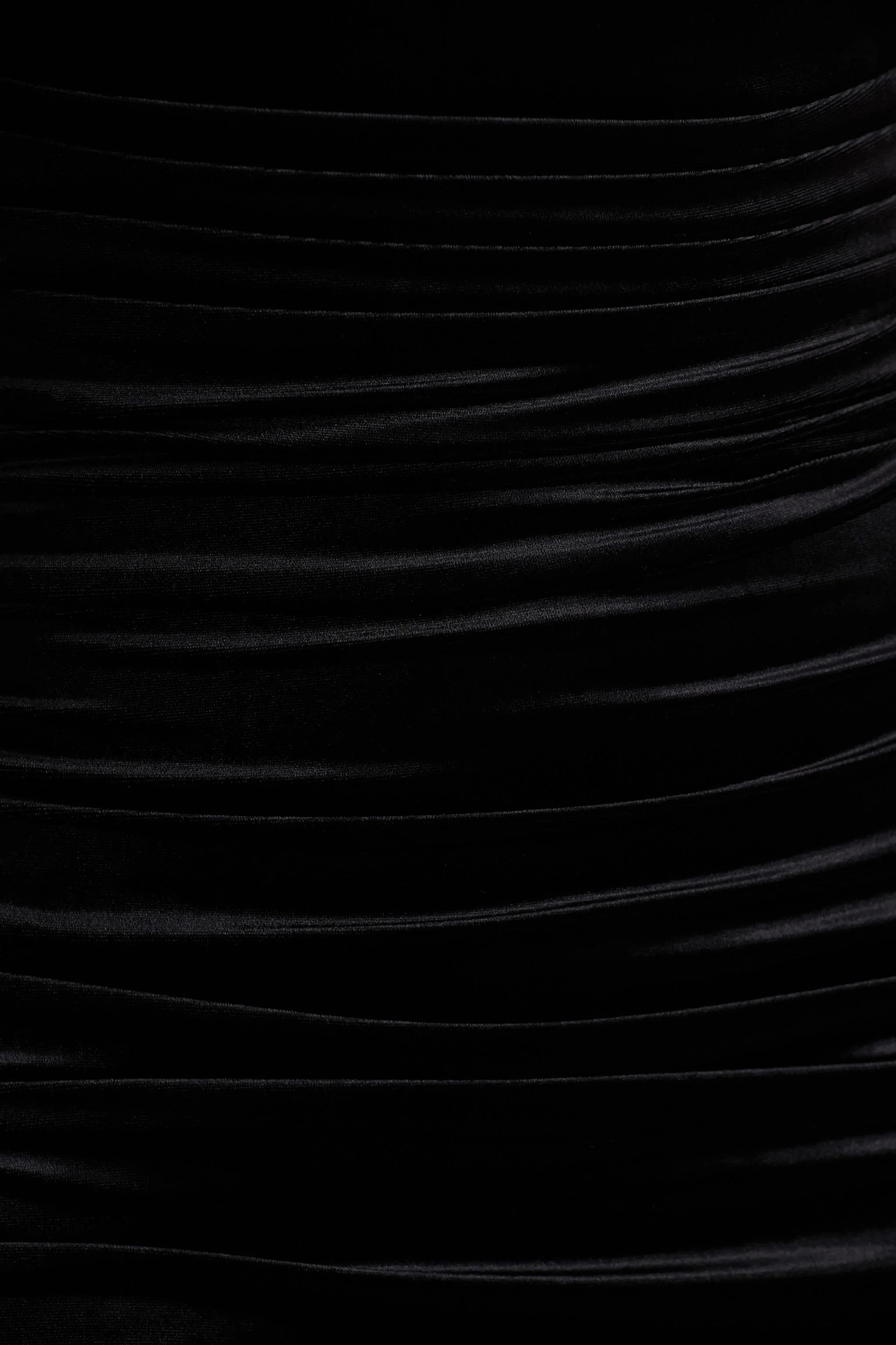 Chrissy | Black Velvet Square-Neck Midi Dress With Mesh-Sleeves And Ruched Detailing - Image 6