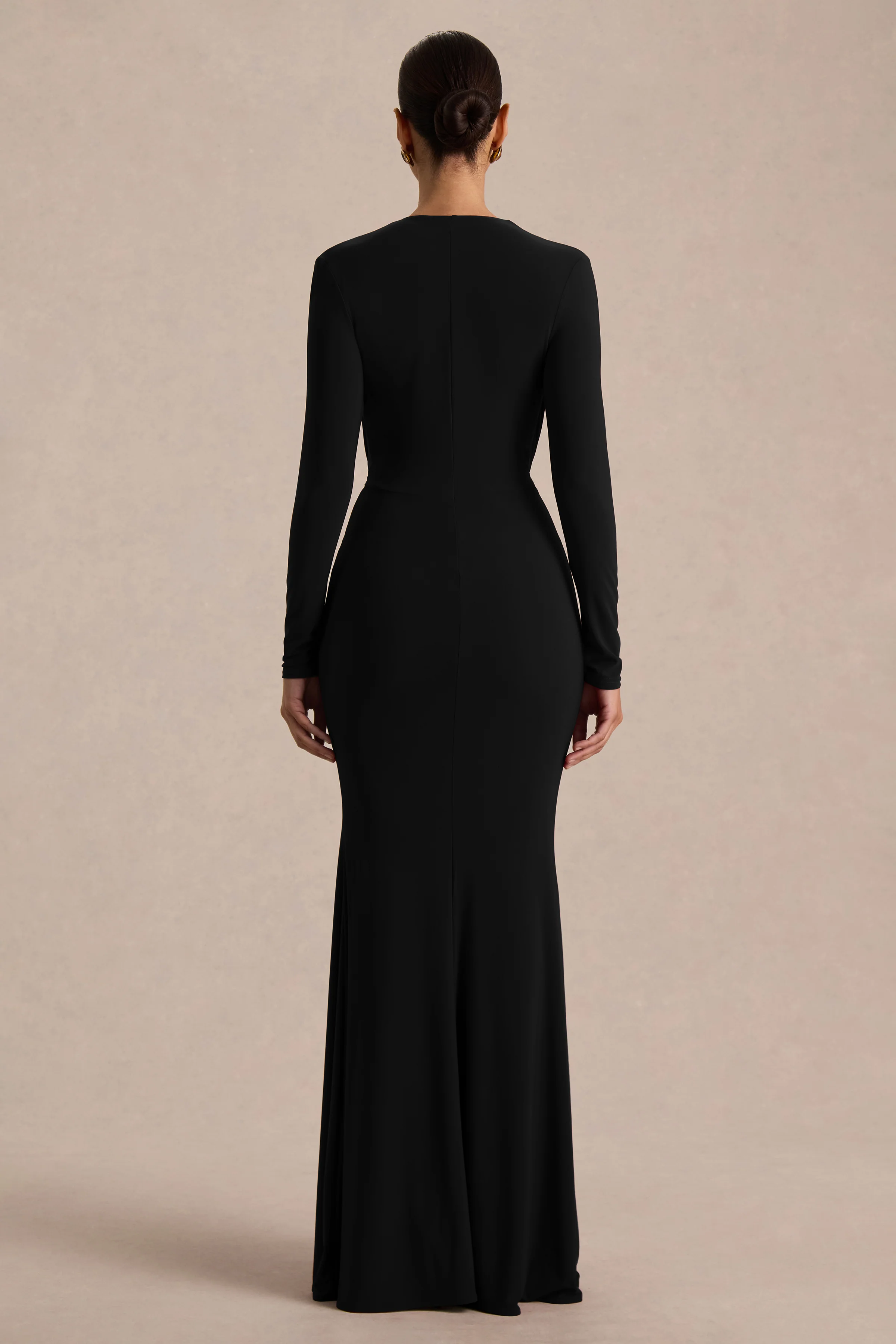 Command | Black Plunge-Neck Maxi Dress With Front-High Split - Image 2