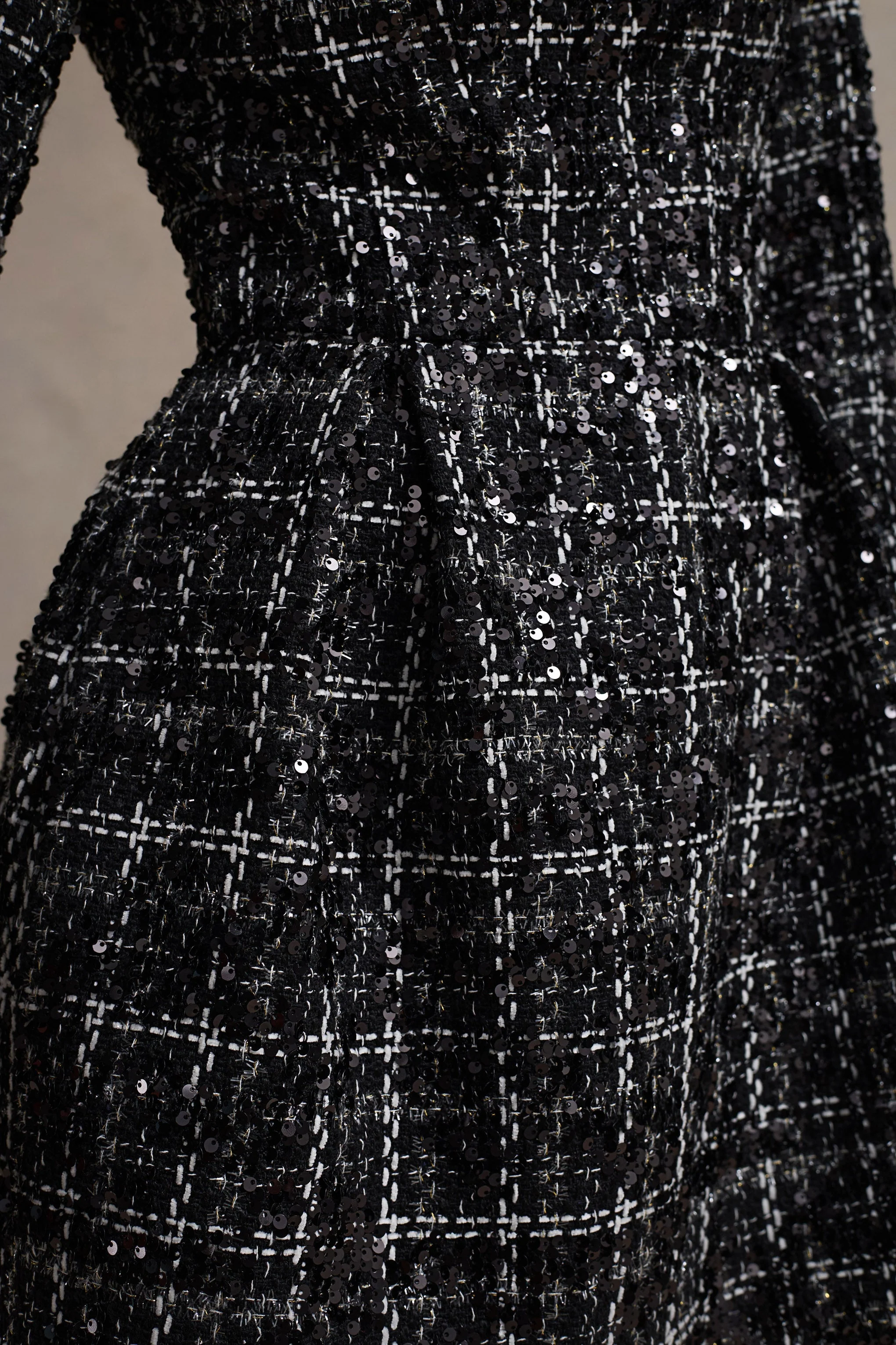 Contessa | Black Boucle Long-Sleeve Mini Dress - Image 8