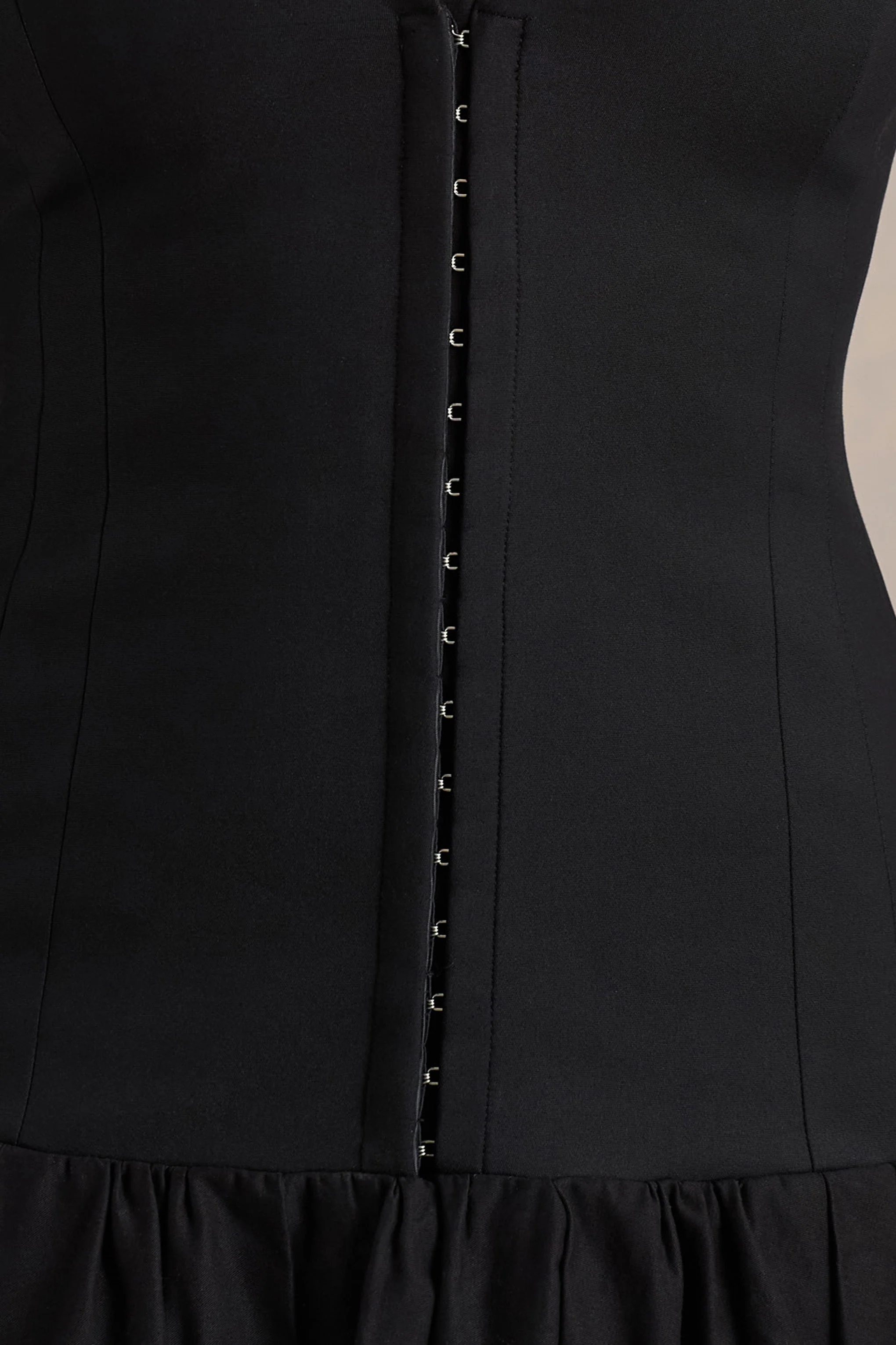 Cosmopolitan | Black Plunge-Neck Tailored Midi Dress With Pleated Hem - Image 6