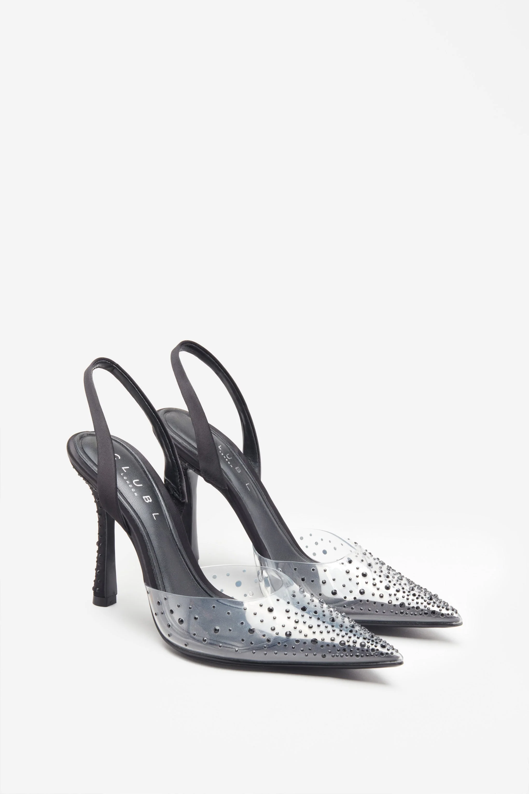 Covergirl | Black Diamante Sling Back Pointed Heels - Image 2