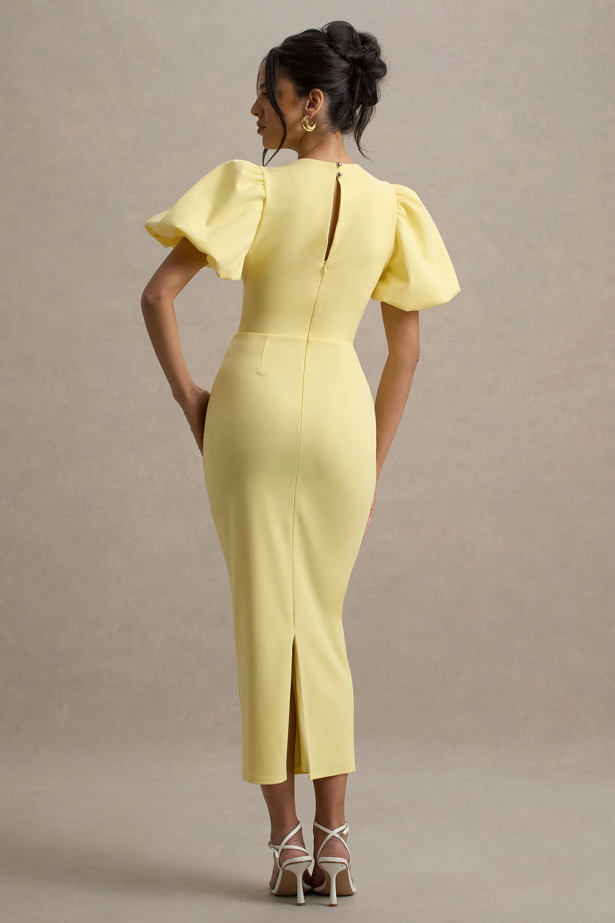 Dakota | Lemon Puff-Sleeve Midi Dress - Image 2