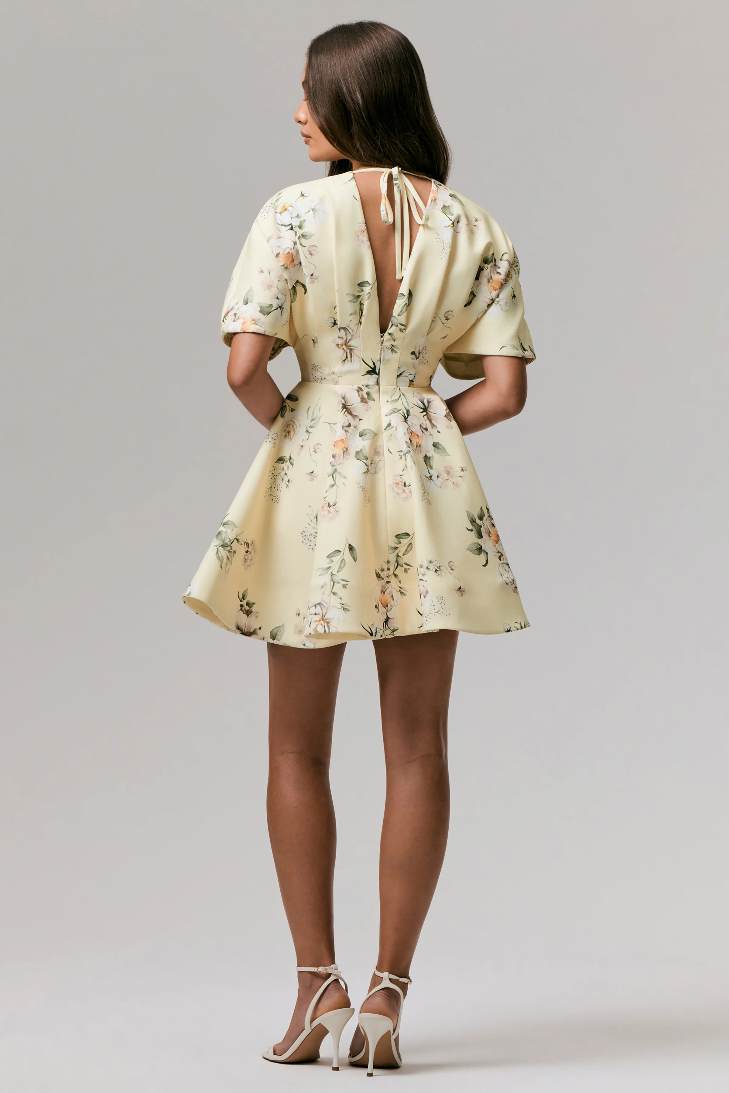 Delight | Lemon Print Plunge-Neck Ruffled Mini Dress - Image 3