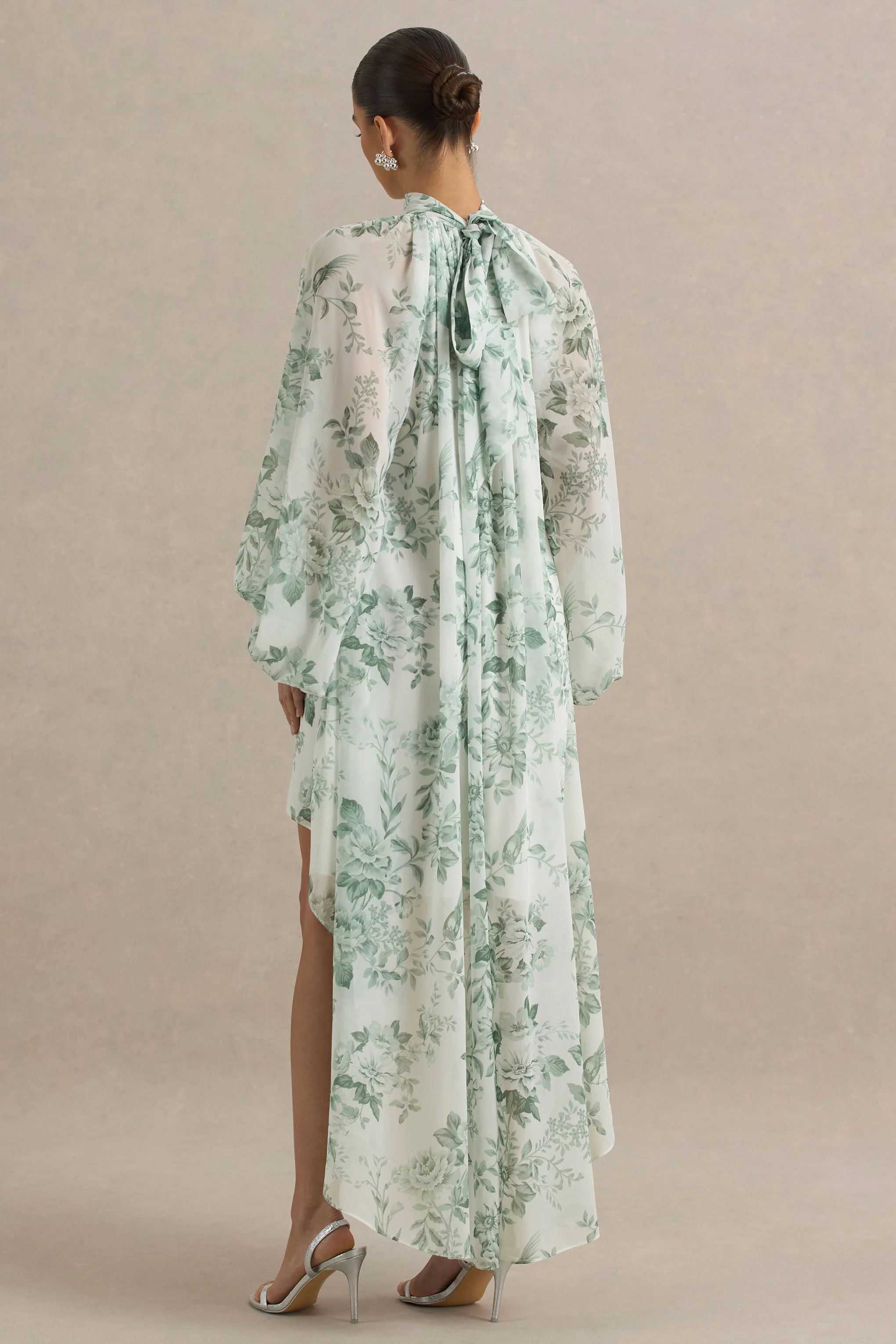 Delphia | Green Floral Print High-Neck Maxi Dress - Image 2