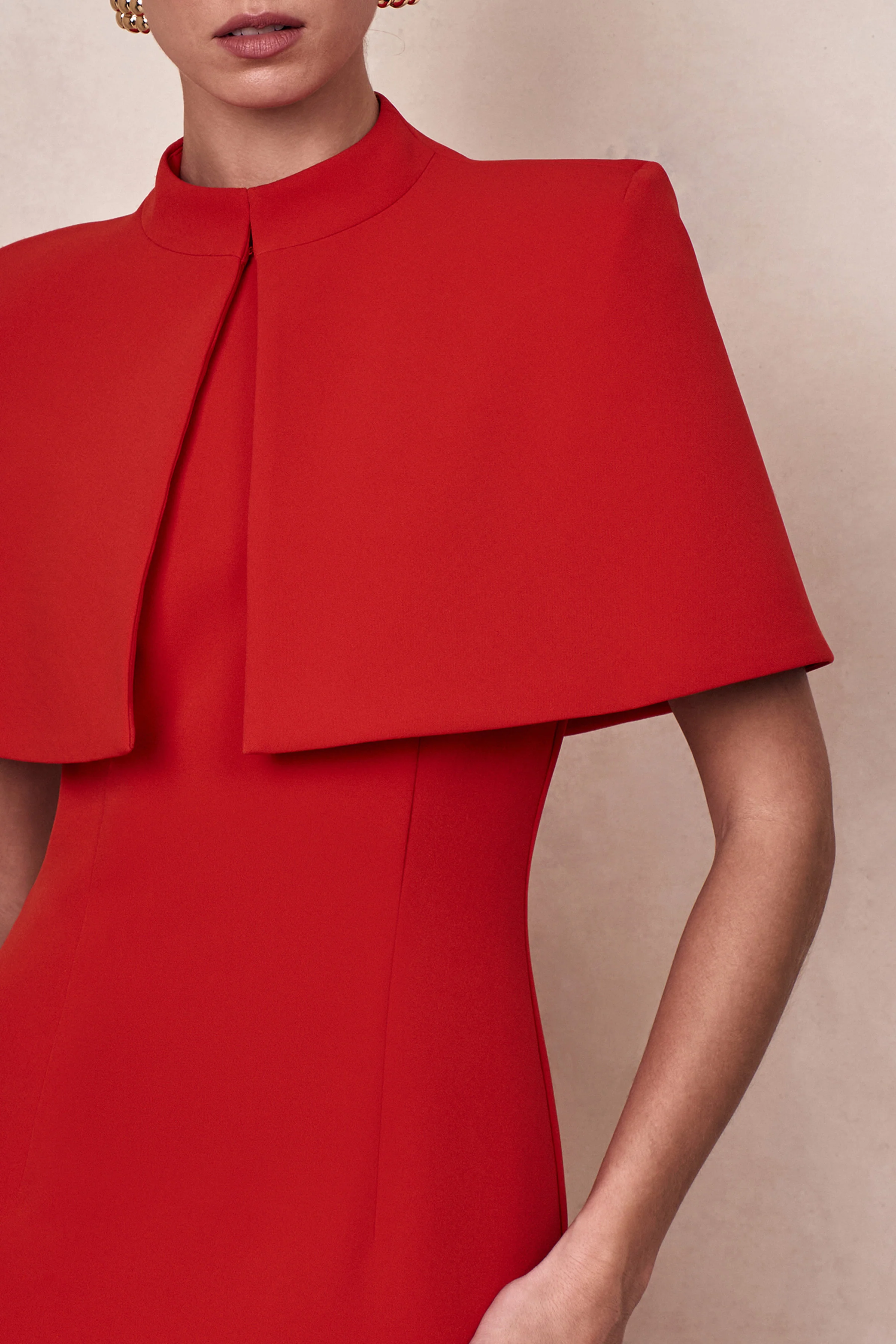 Deva | Red High-Neck Cape - Image 3
