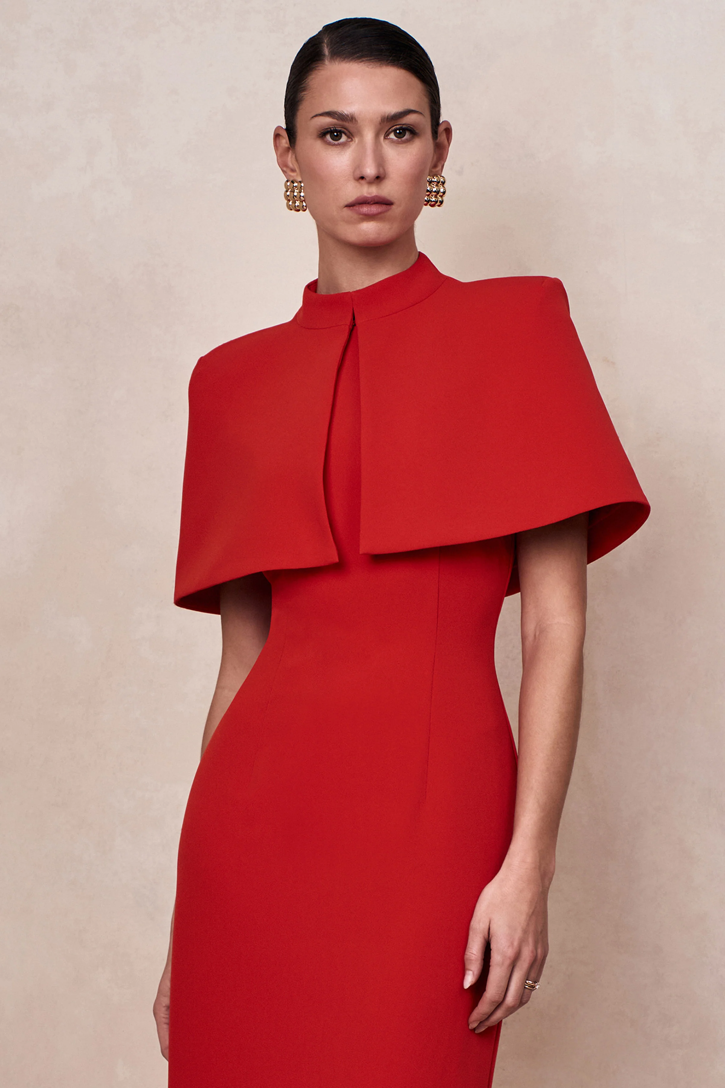 Deva | Red High-Neck Cape - Image 4