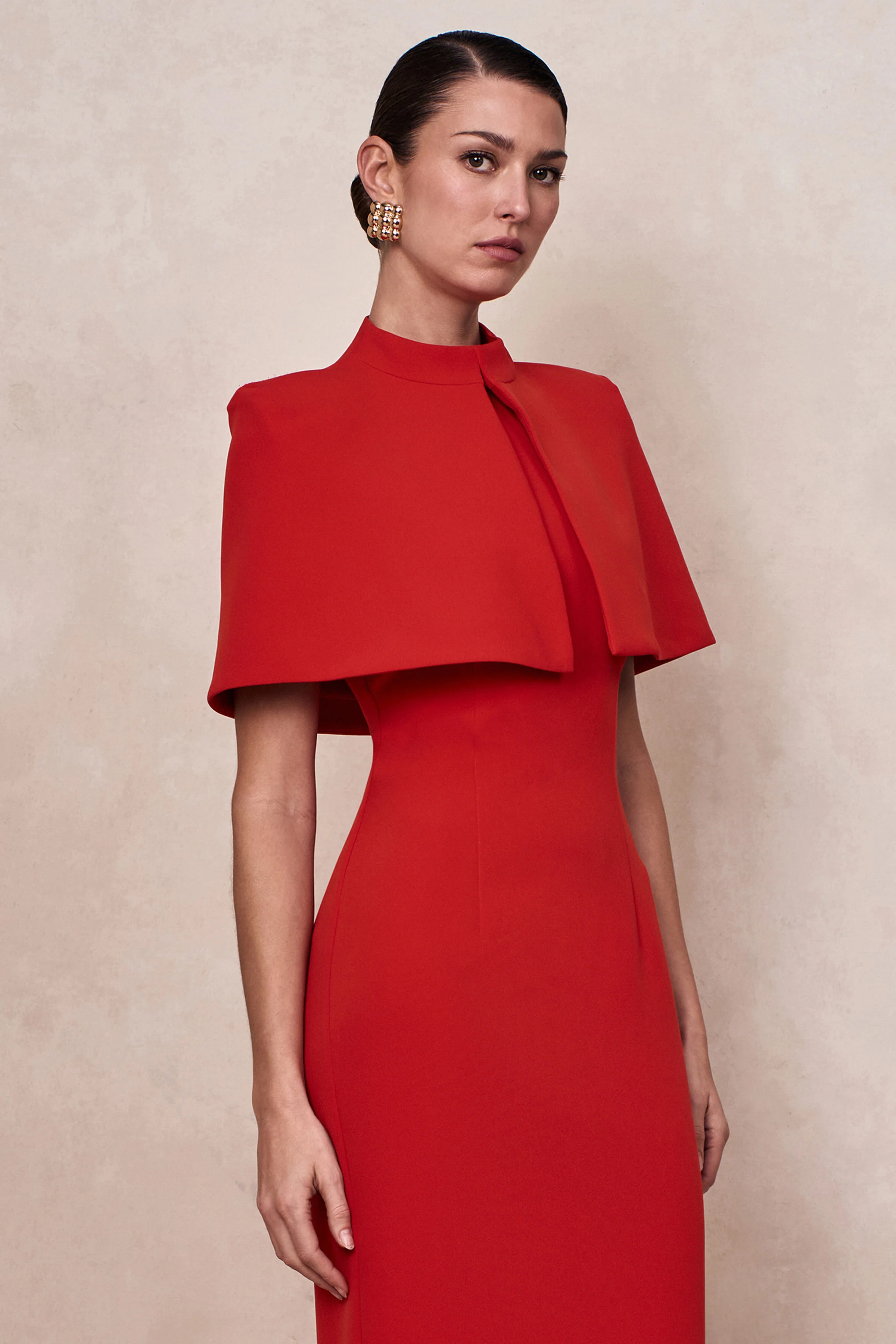 Deva | Red High-Neck Cape - Image 5