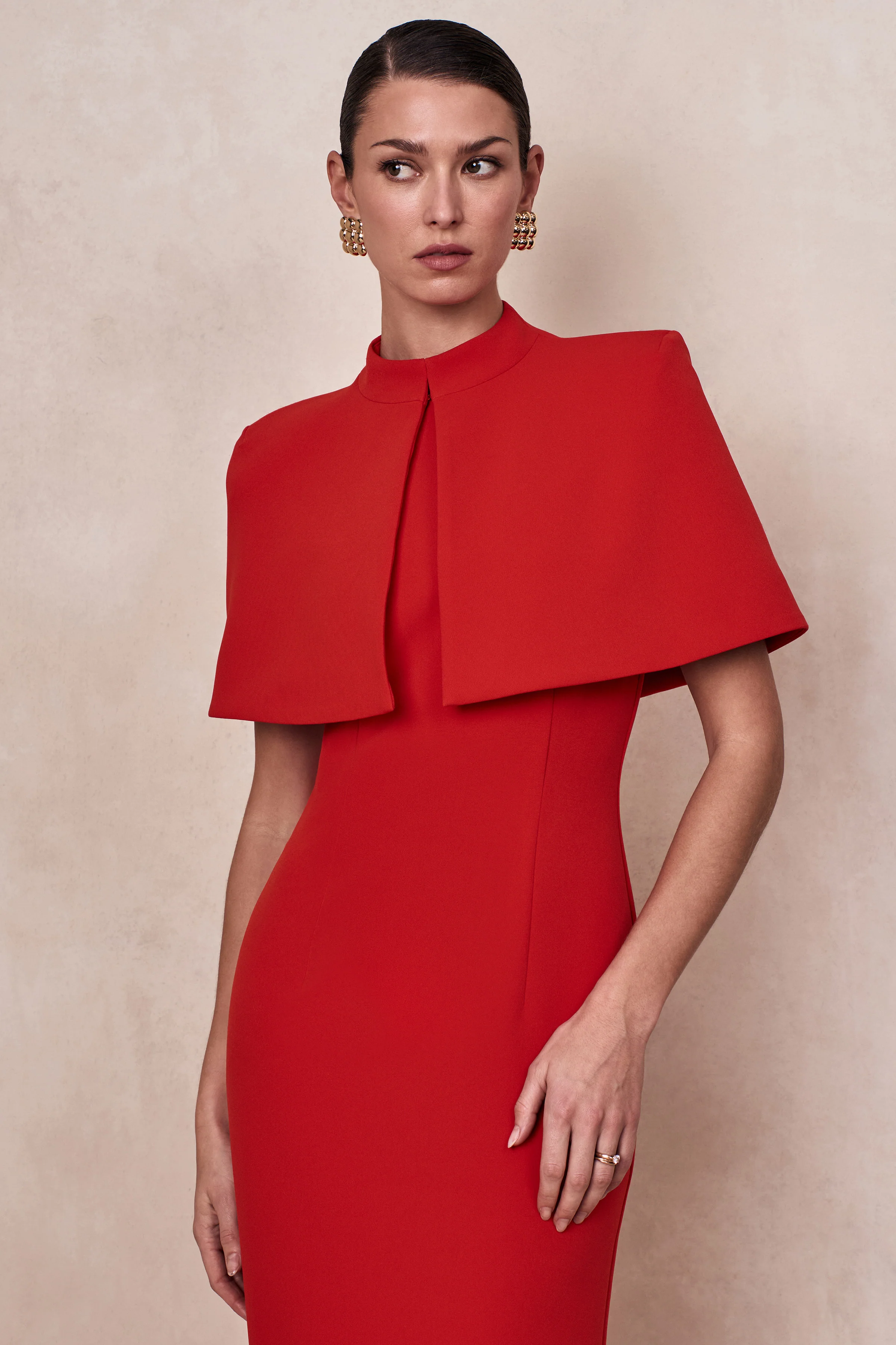 Deva | Red High-Neck Cape - Image 6