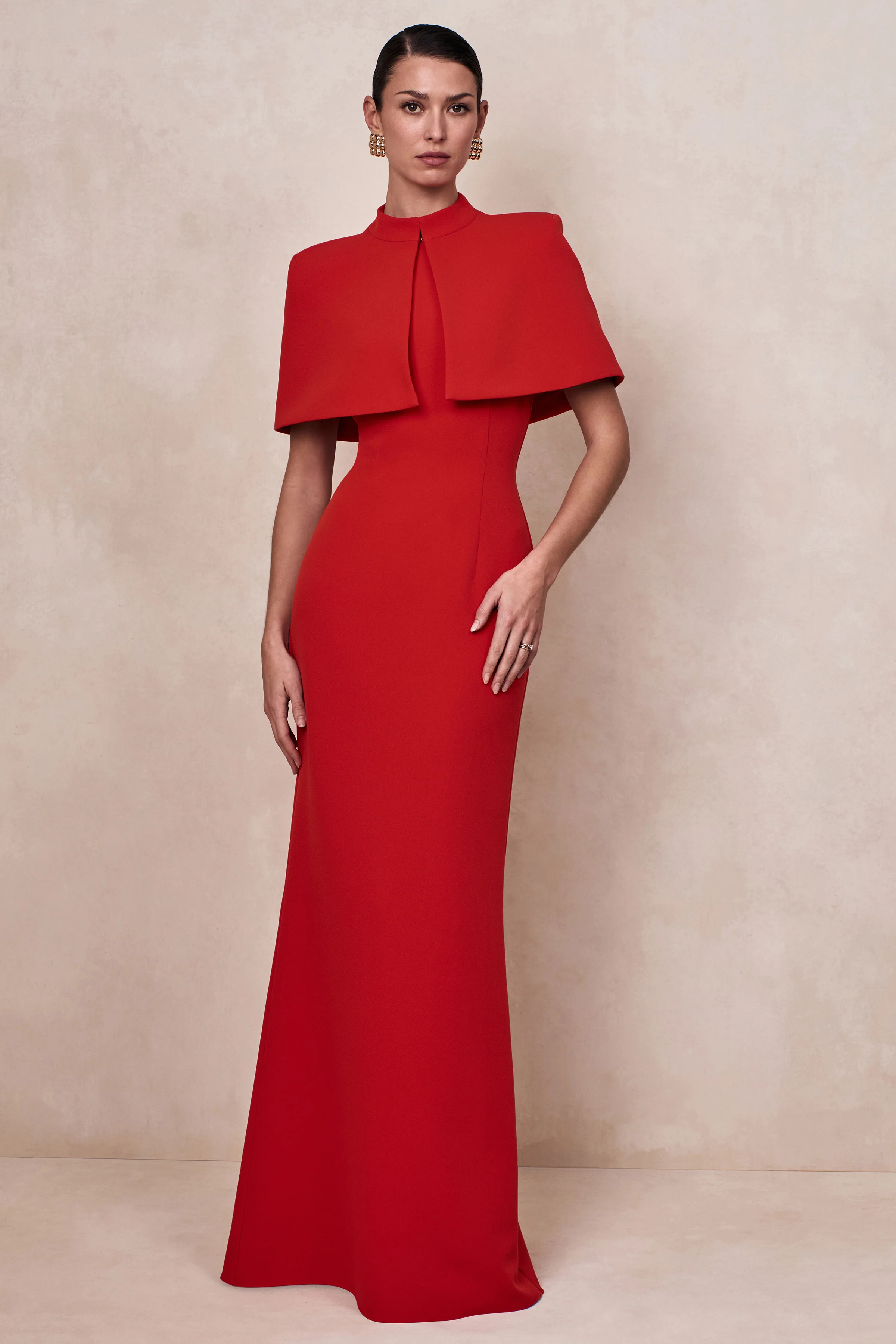 Deva | Red High-Neck Cape - Image 7