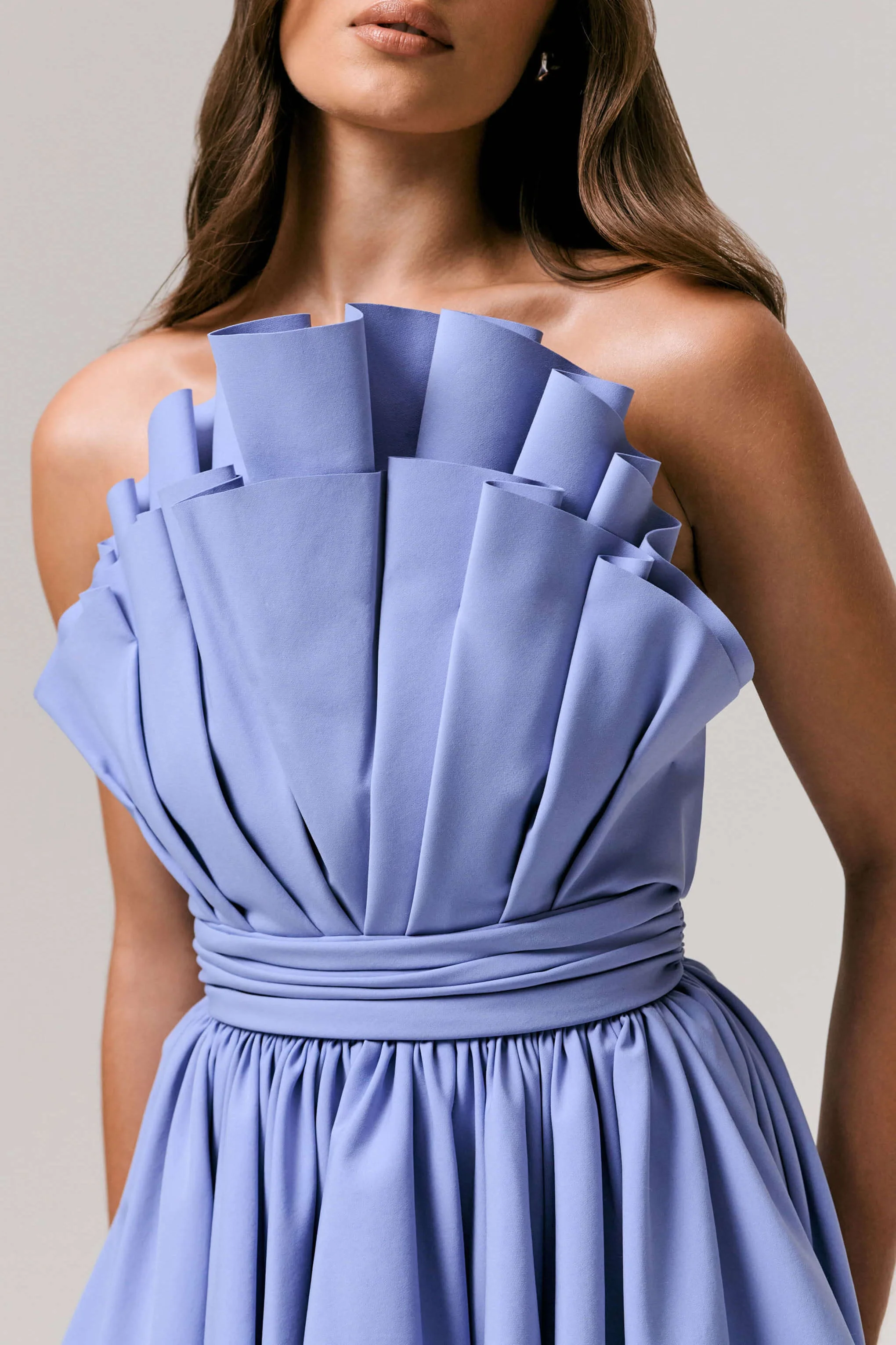 Distinguished | Powder Blue Asymmetric Ruffled Mini Dress - Image 4