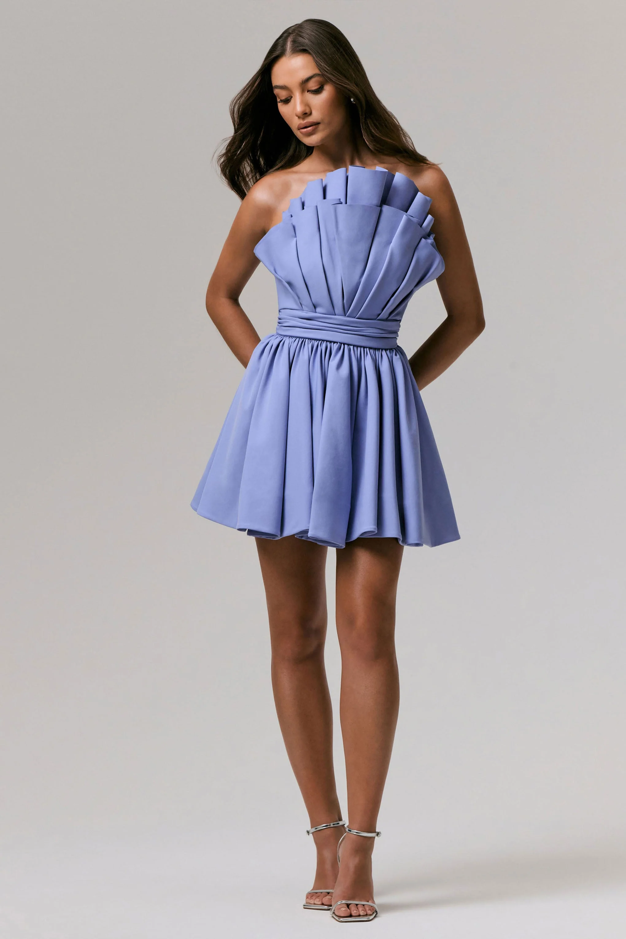 Distinguished | Powder Blue Asymmetric Ruffled Mini Dress - Image 6