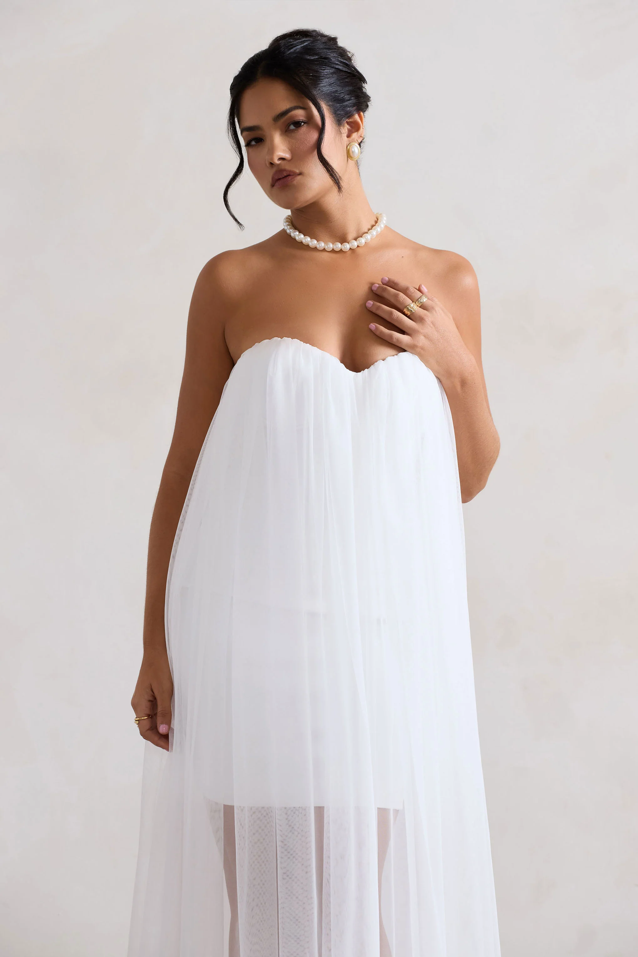 Dreamland | Ivory Sweetheart Corset Mini Dress With Tulle Overlay - Image 3