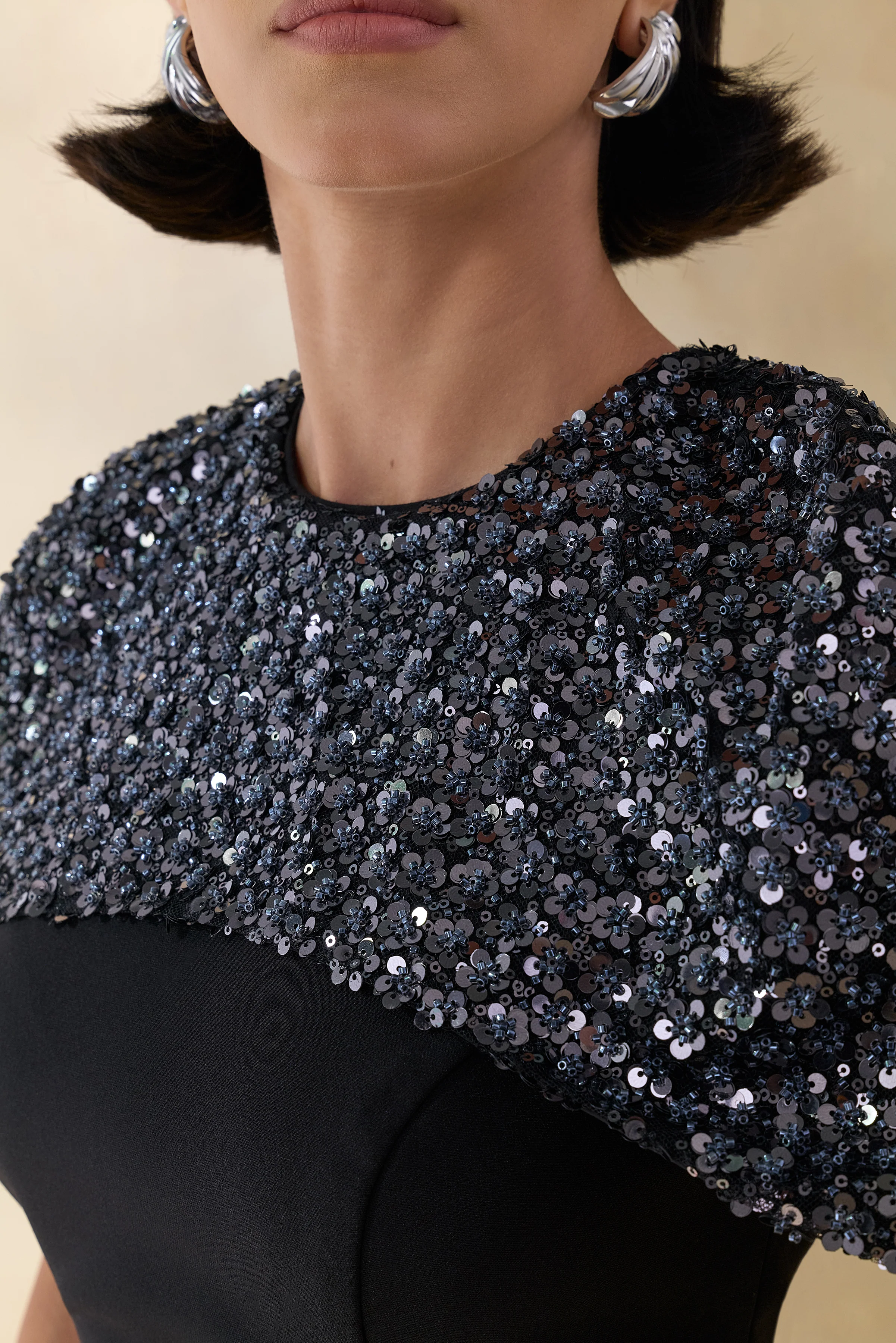 Eloriana | Black Hand-Embellished High-Neck Jumpsuit - Image 6