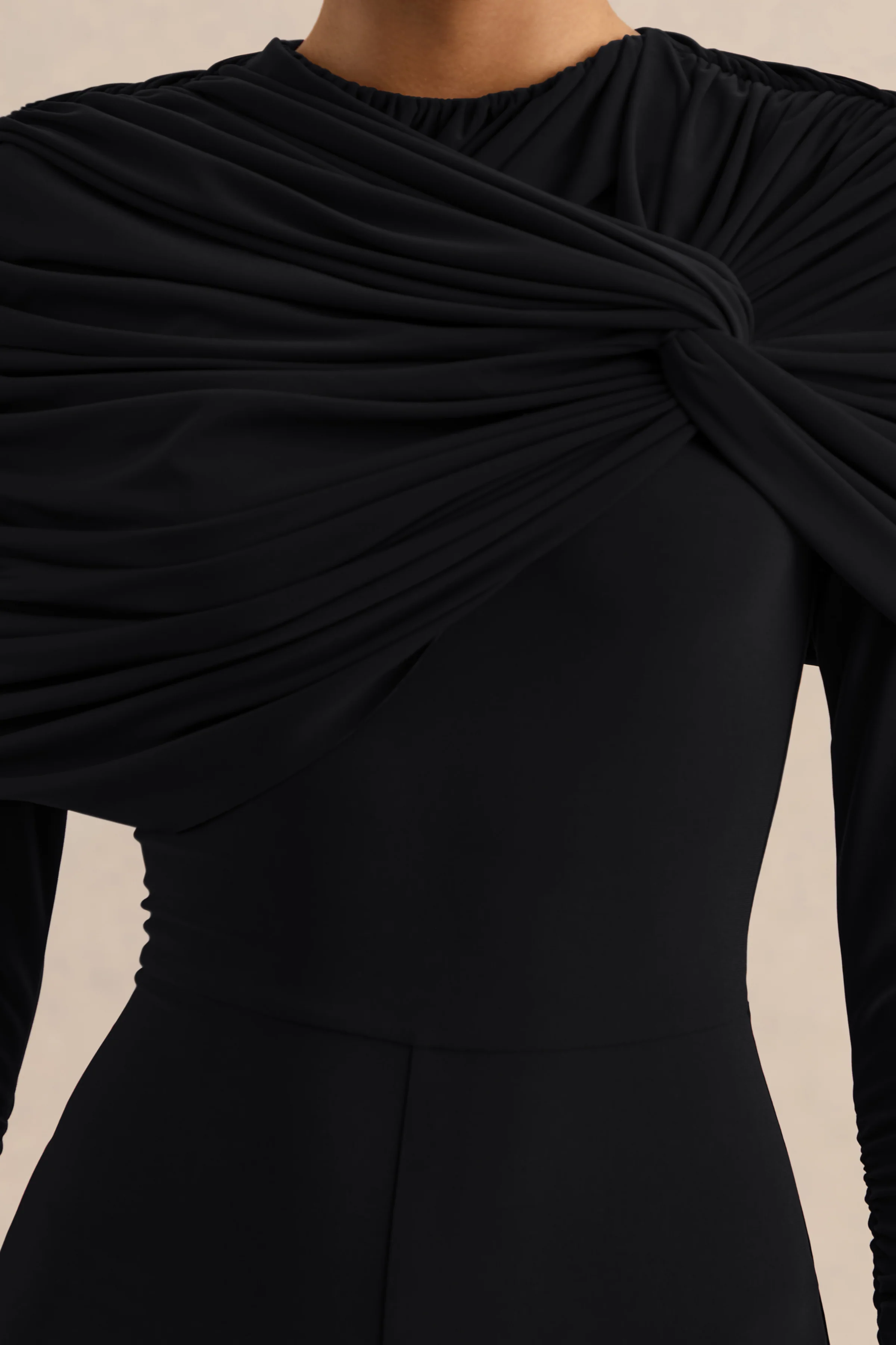 Eloura | Black High-Neck Jumpsuit With Twist-Gathered Detail - Image 7