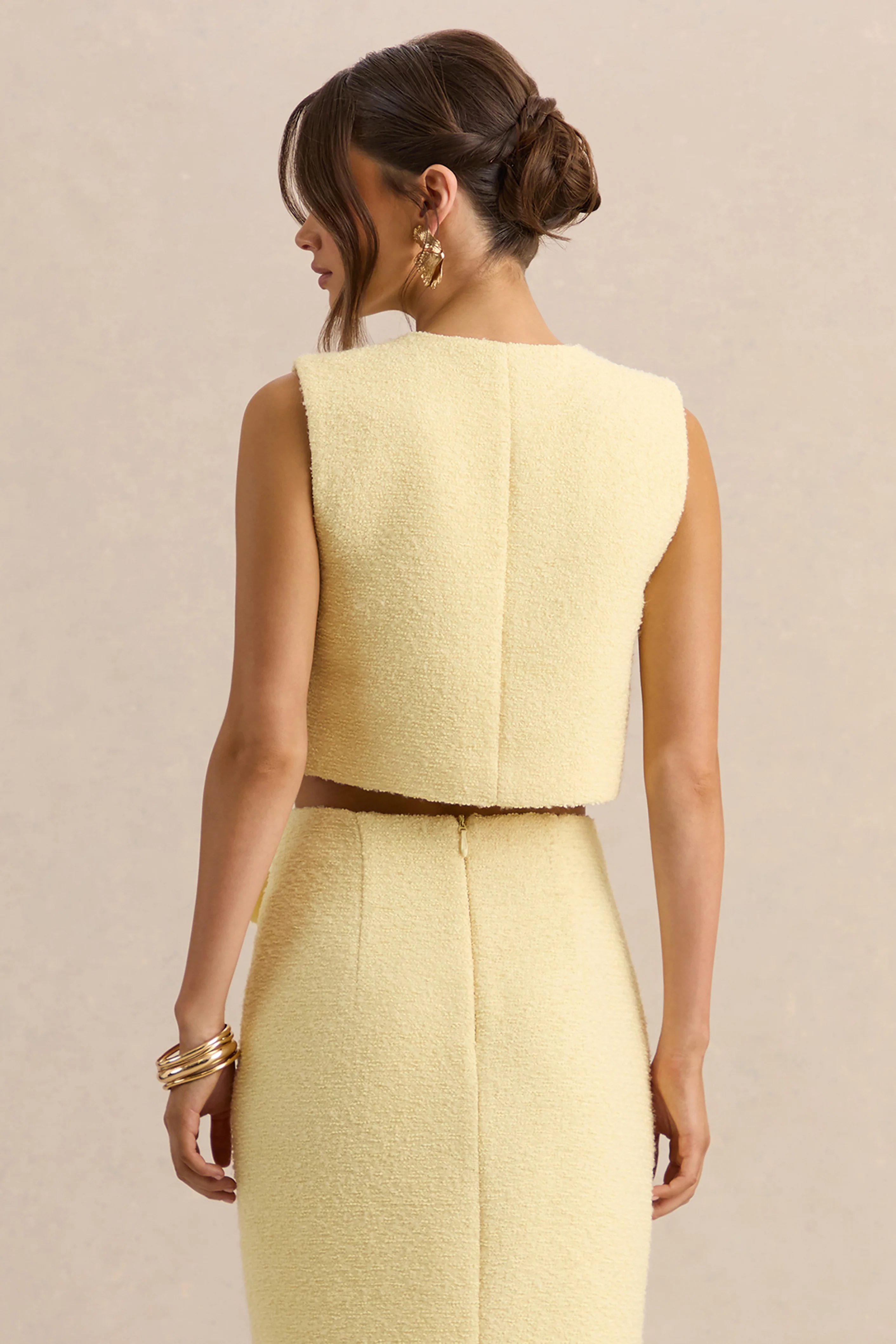 Emara | Lemon Round-Neck Top With Button-Detailing - Image 2