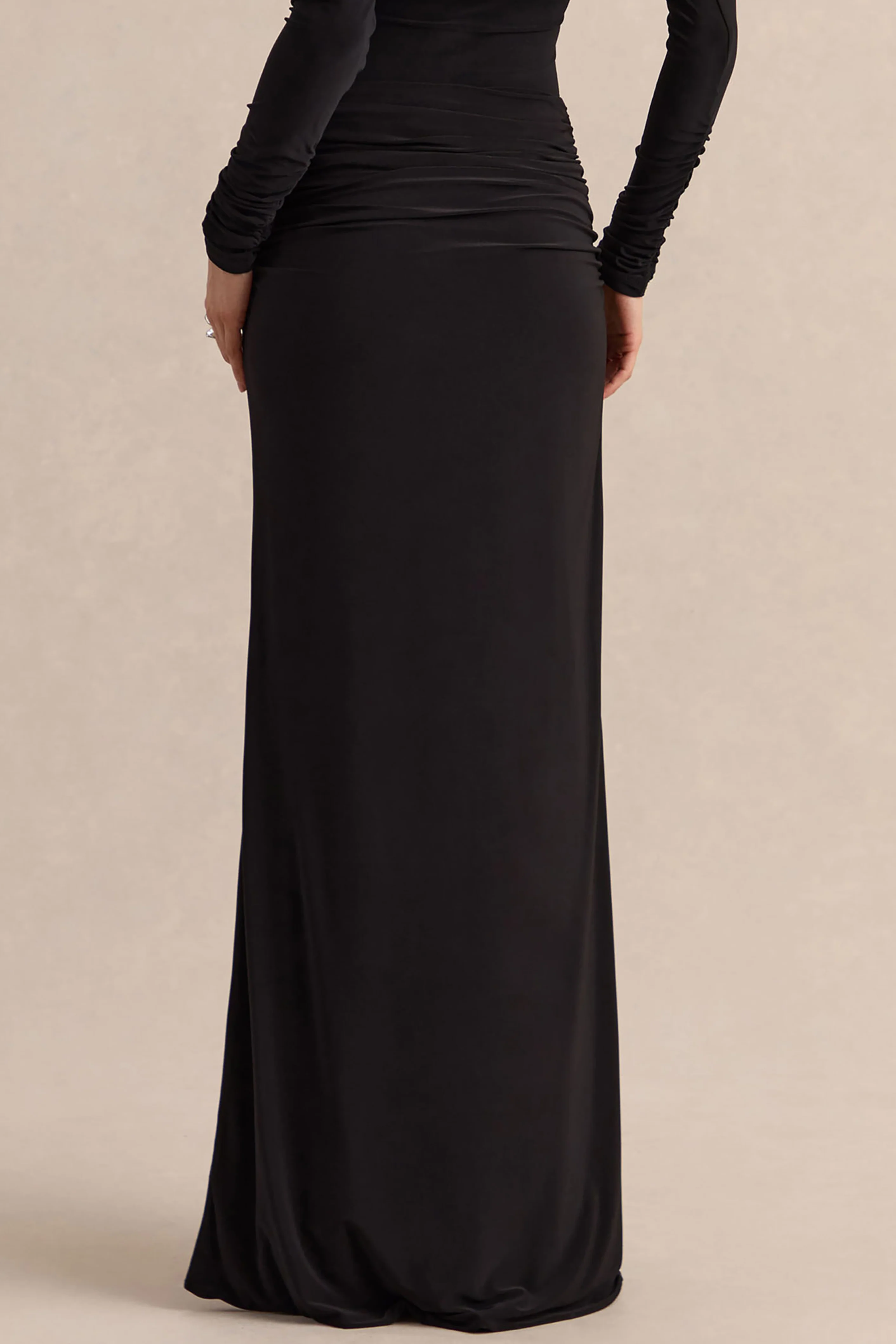 Esara | Black Maxi-Skirt With Gathered-Detailing - Image 4