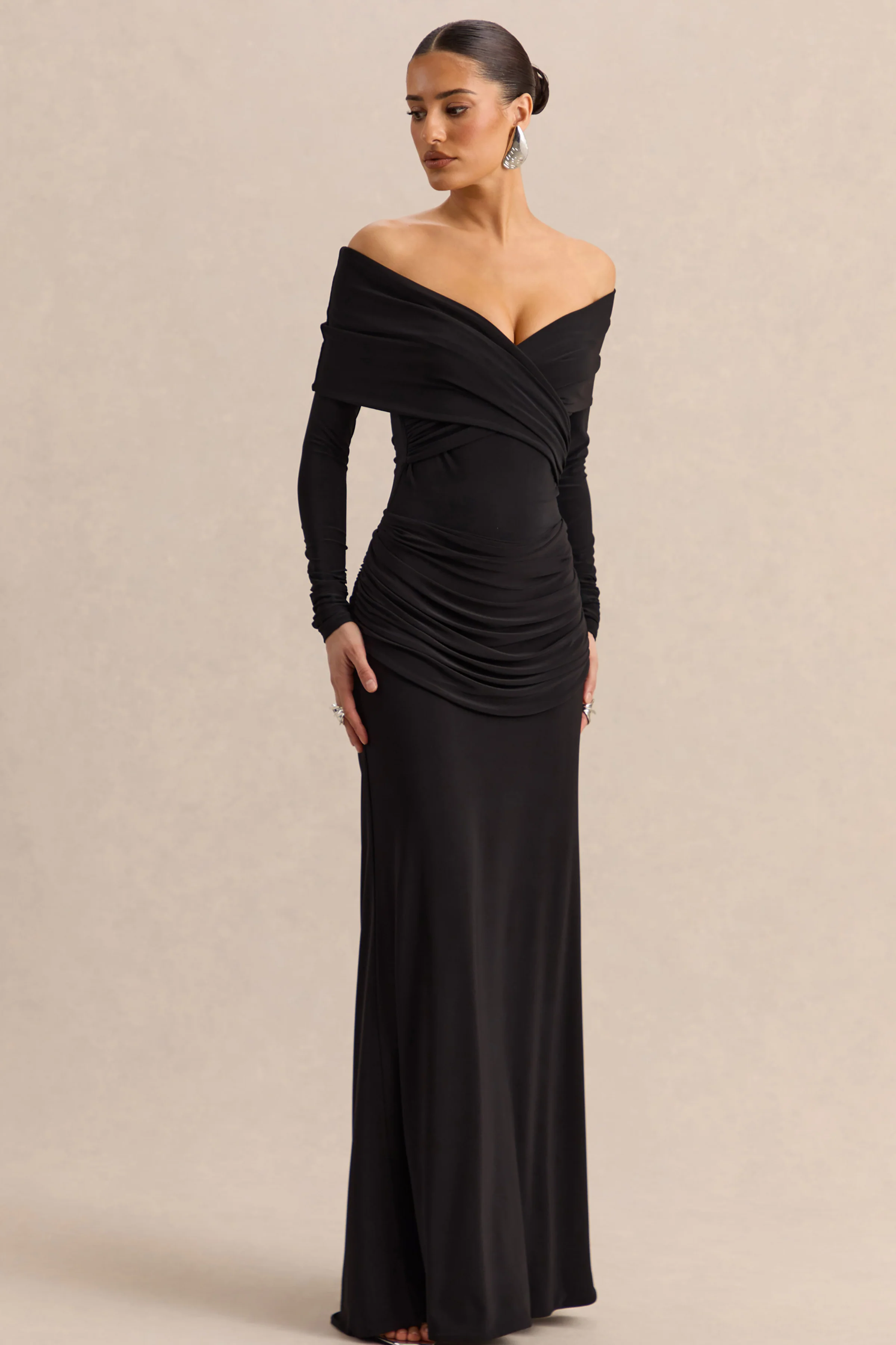 Esara | Black Maxi-Skirt With Gathered-Detailing - Image 5