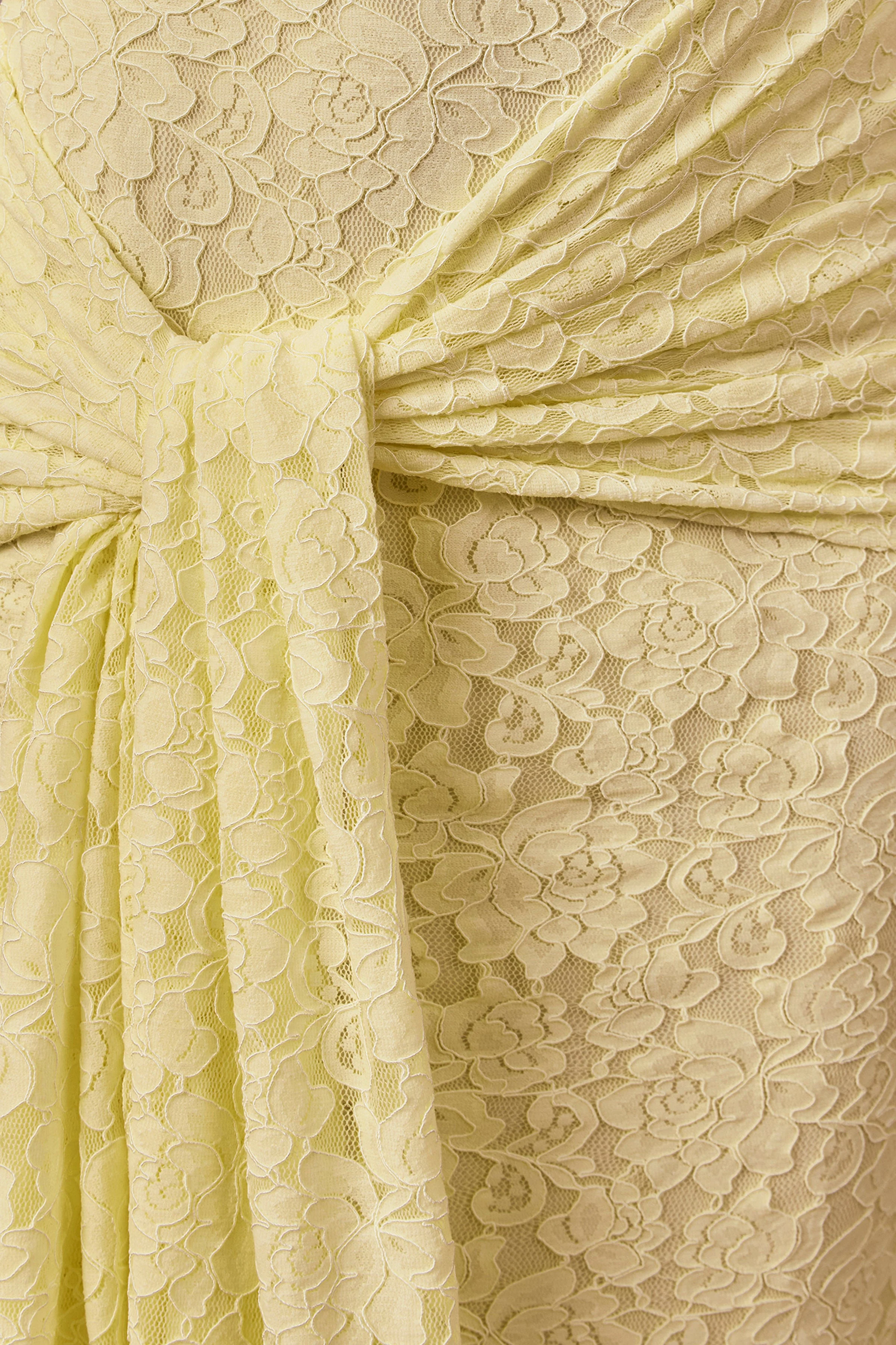 Evangela | Lemon Lace Crew-Neck Maxi Dress With Wrap-Detail - Image 6