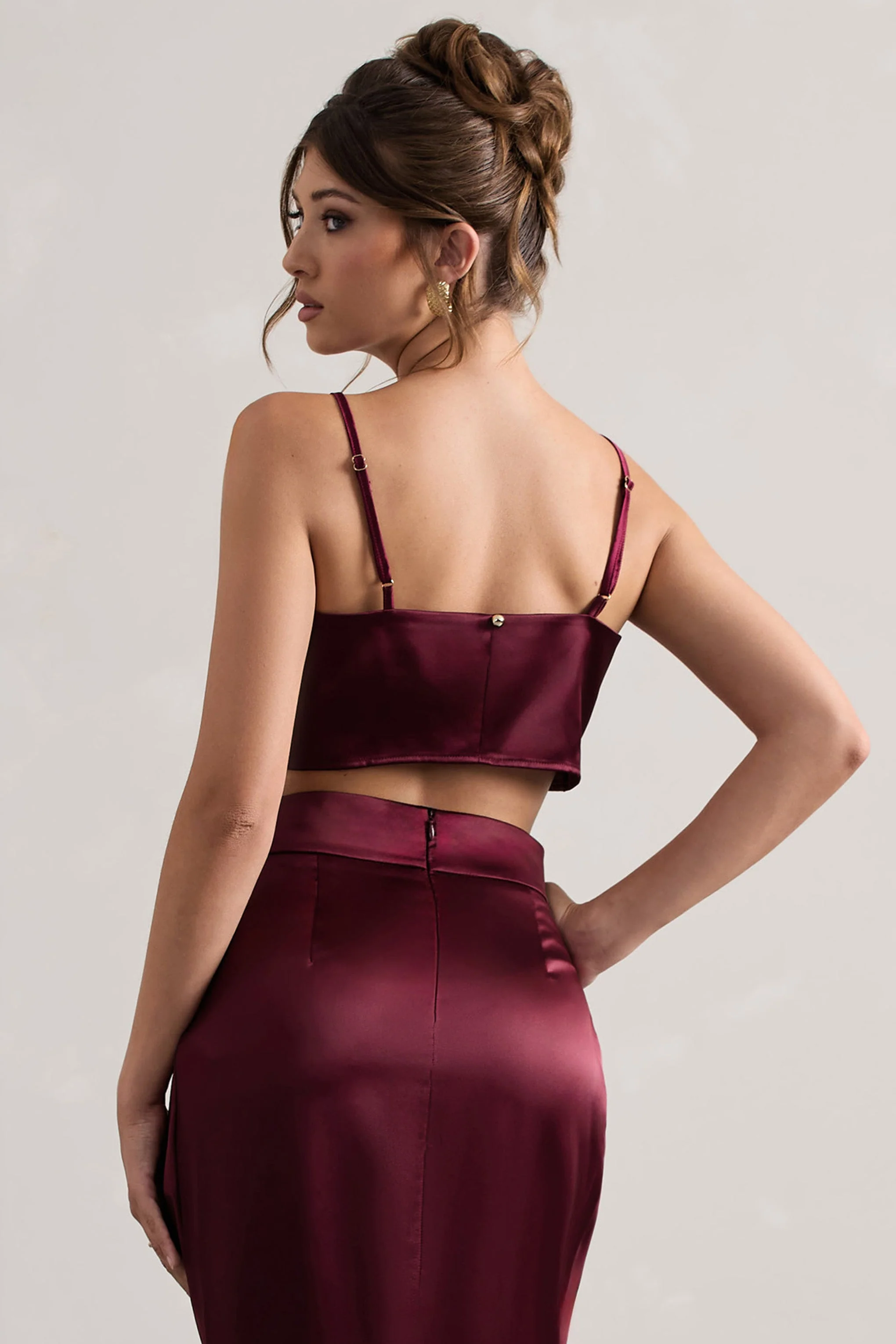 Fawn | Plum Satin Cami Crop Top - Image 2