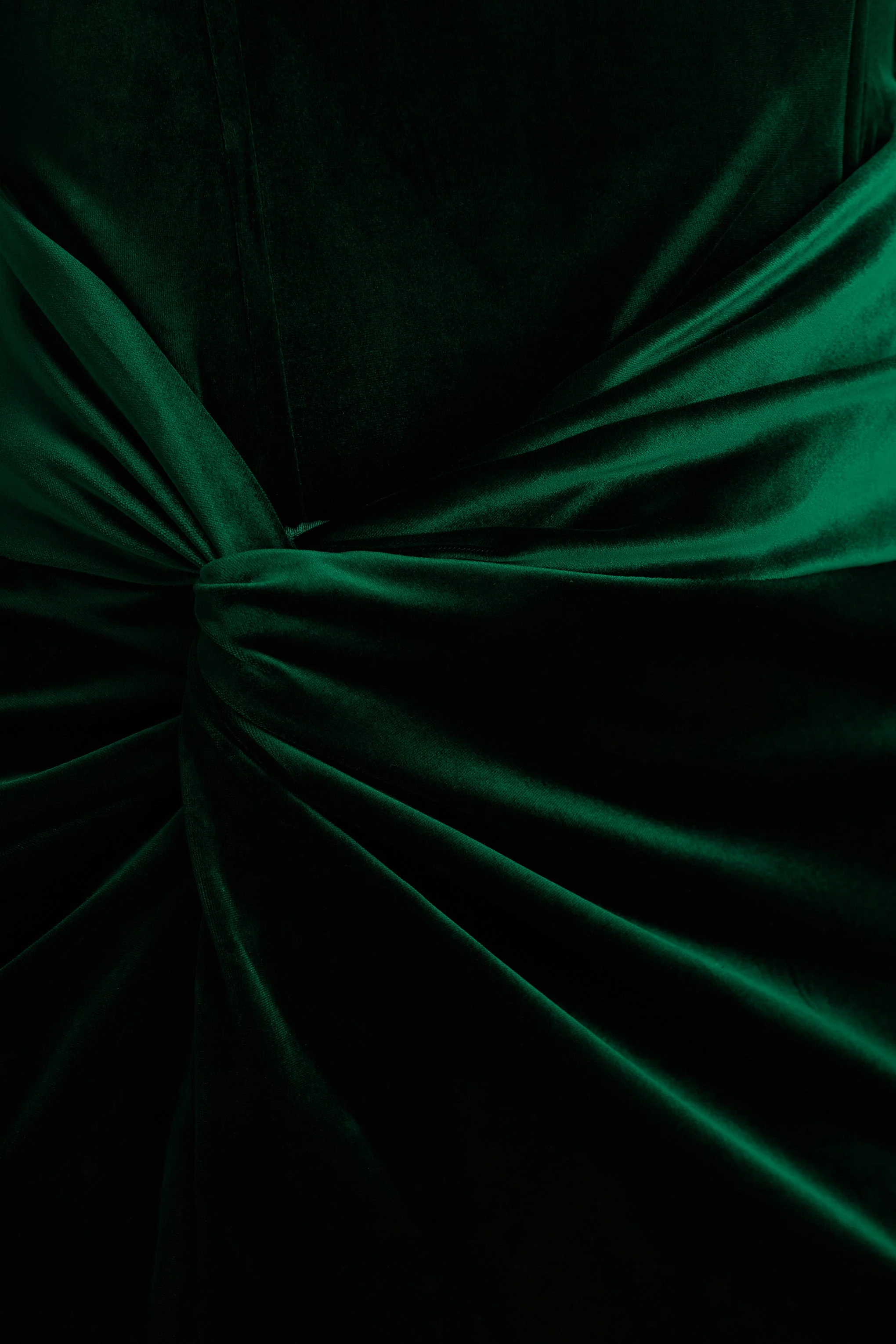 Fay | Bottle Green Velvet Corset Style Knot Maxi Dress - Image 6